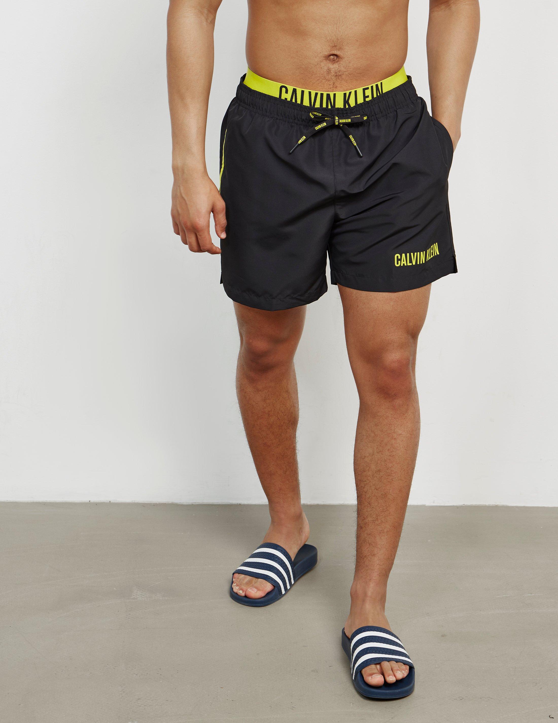 Calvin Klein Synthetic Mens Double Waistband Swim Shorts Black for Men |  Lyst