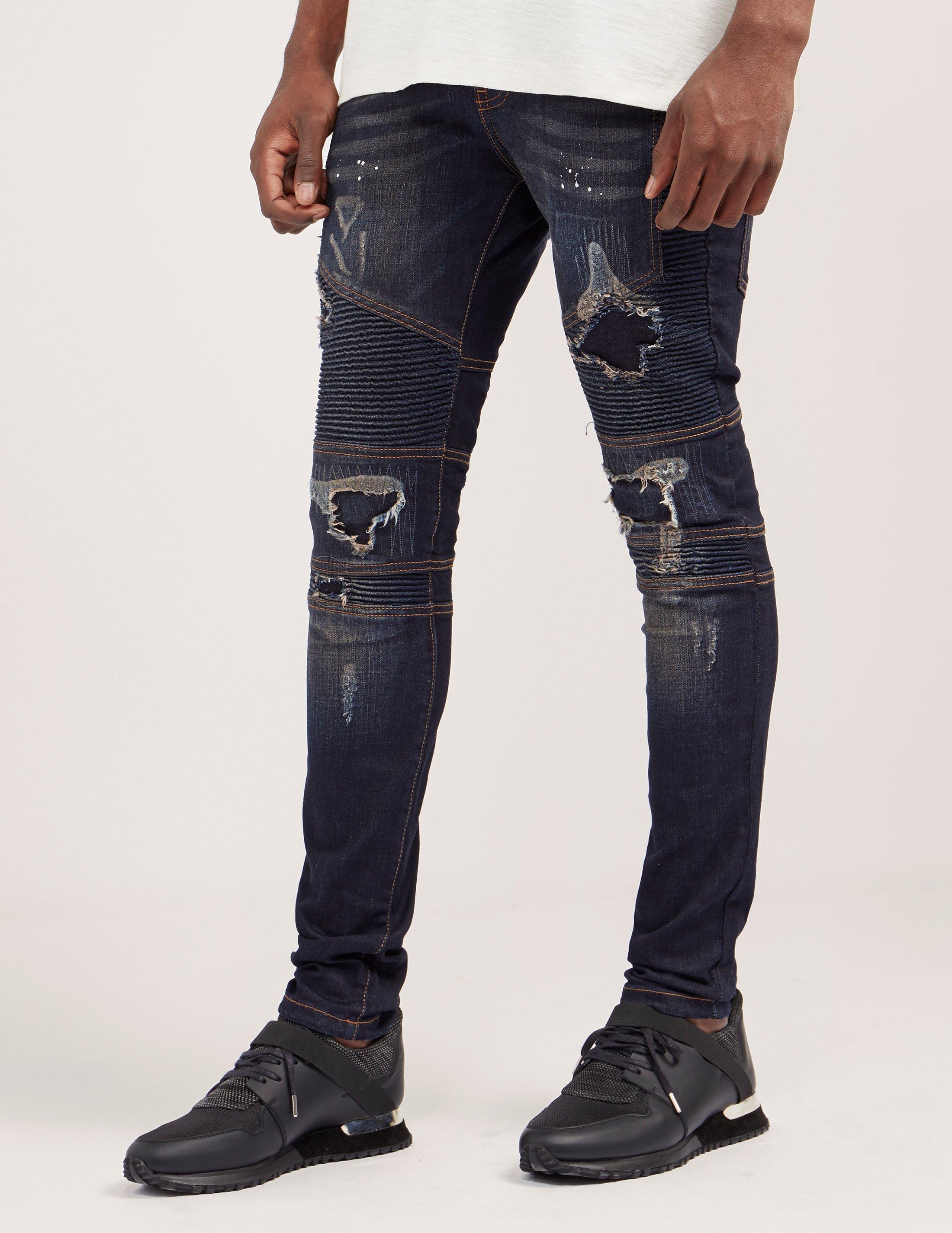 navy biker jeans