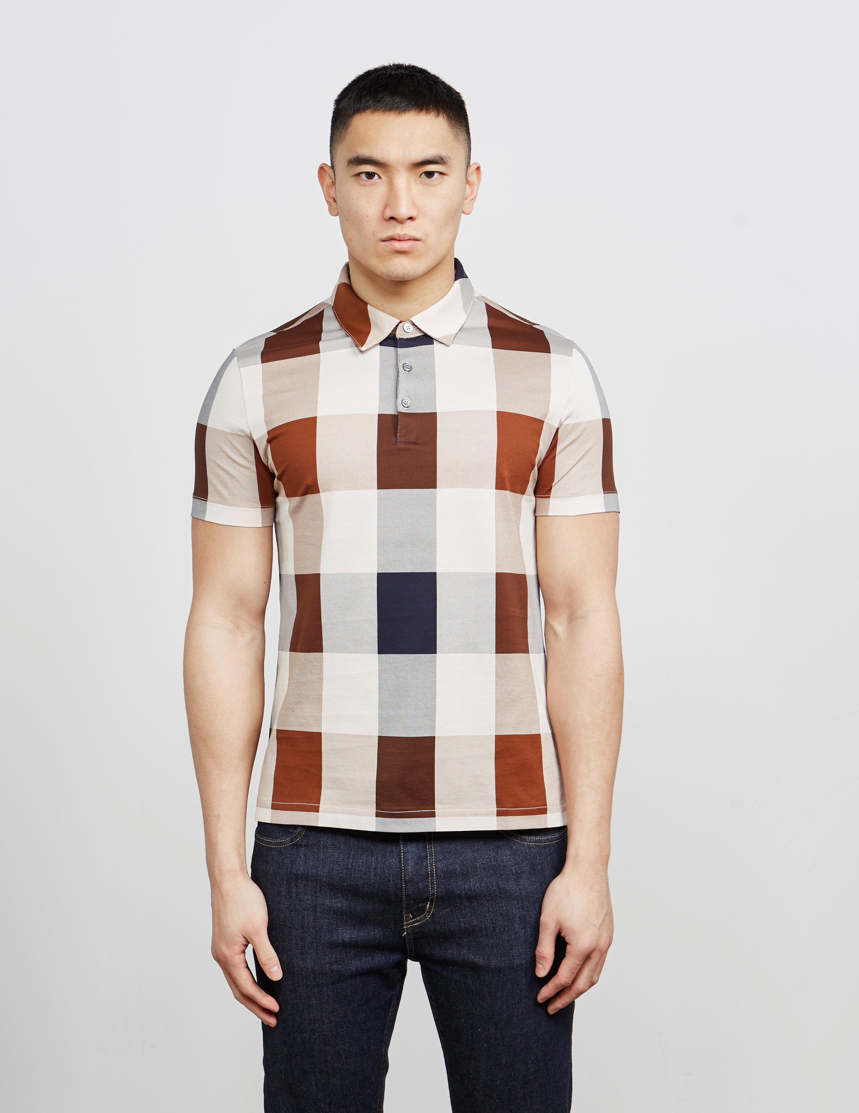 Aquascutum Cody Oversize Check Short Sleeve Polo Shirt Brown for Men | Lyst