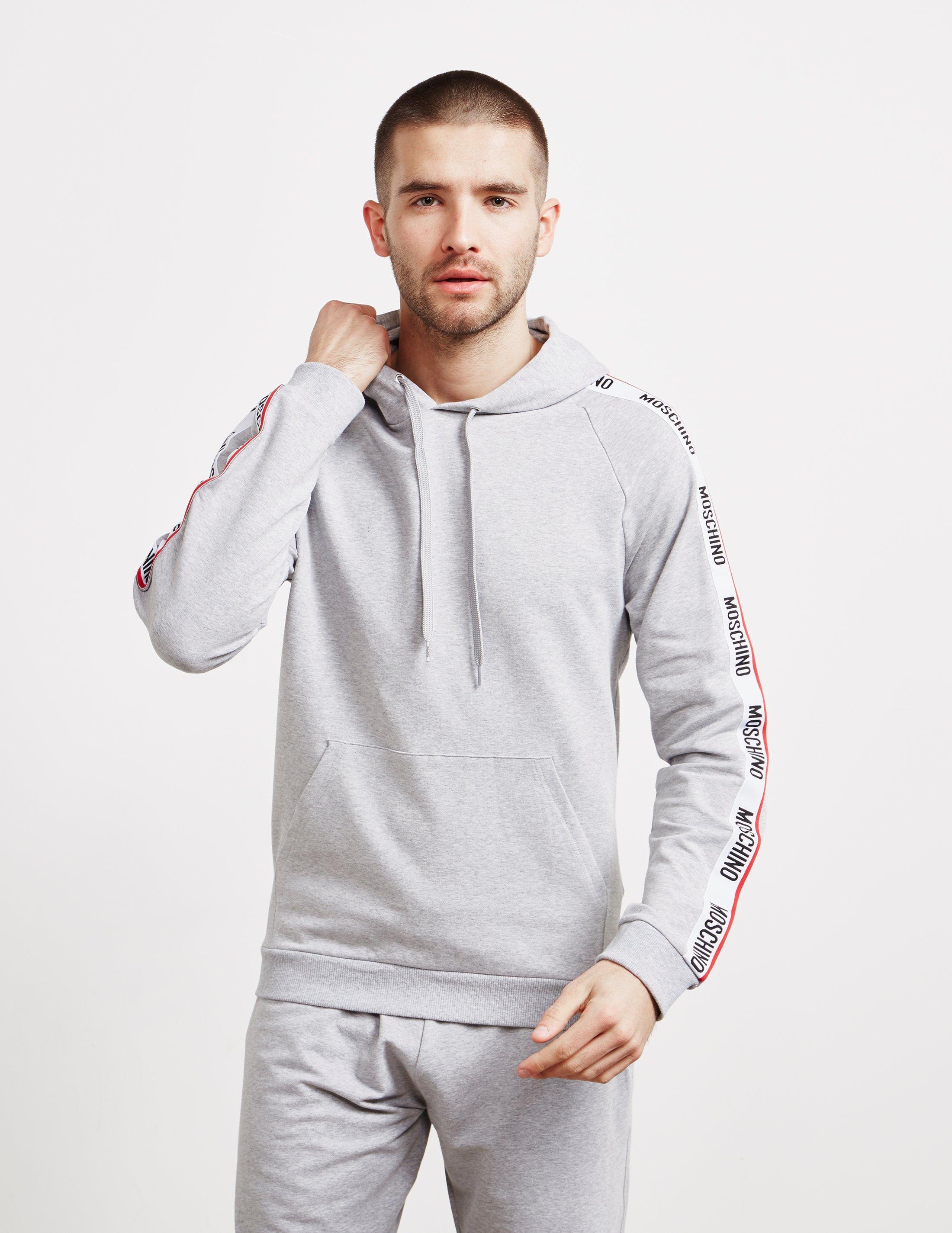Moschino Cotton Tape Hoodie Grey in 
