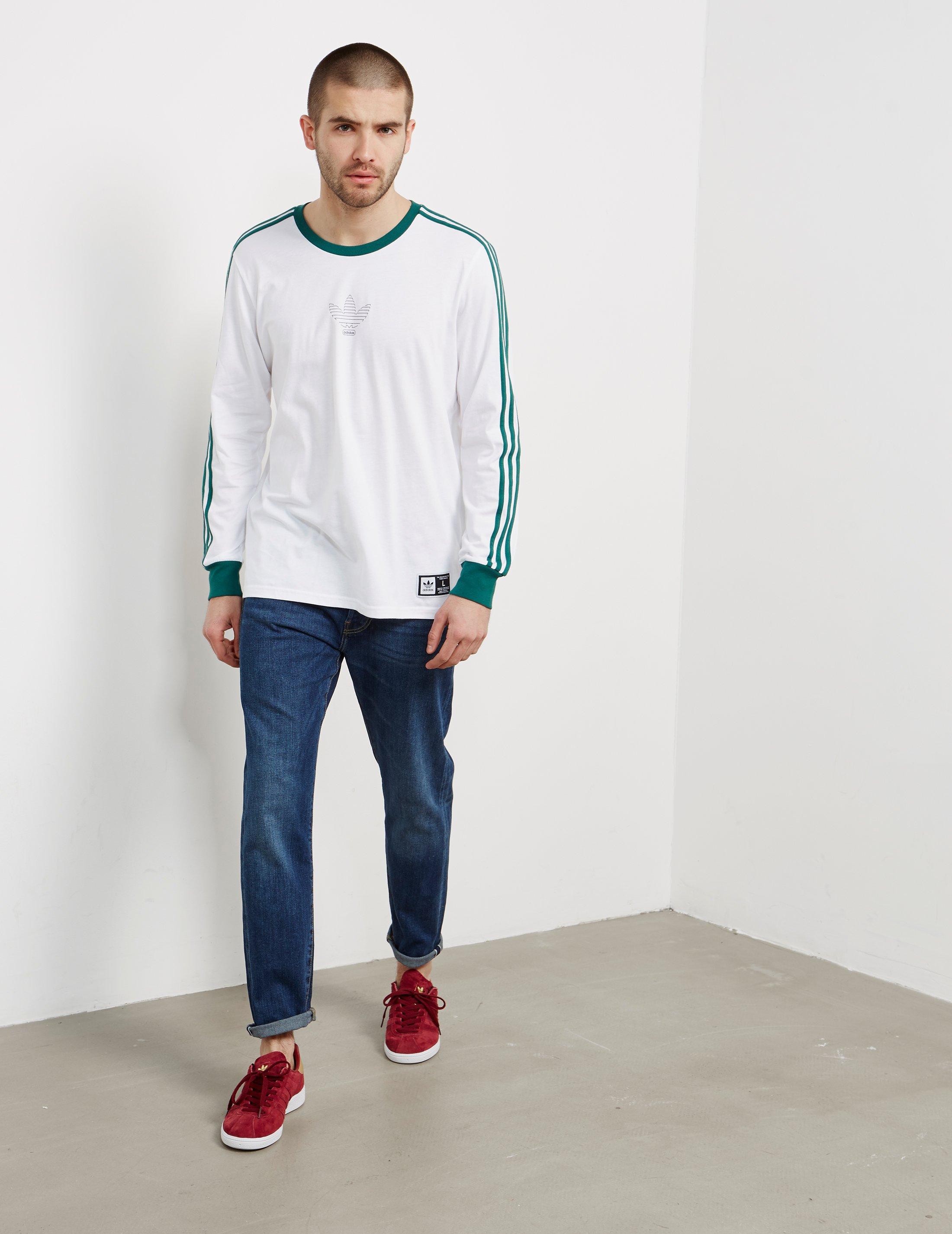 adidas white and green t shirt