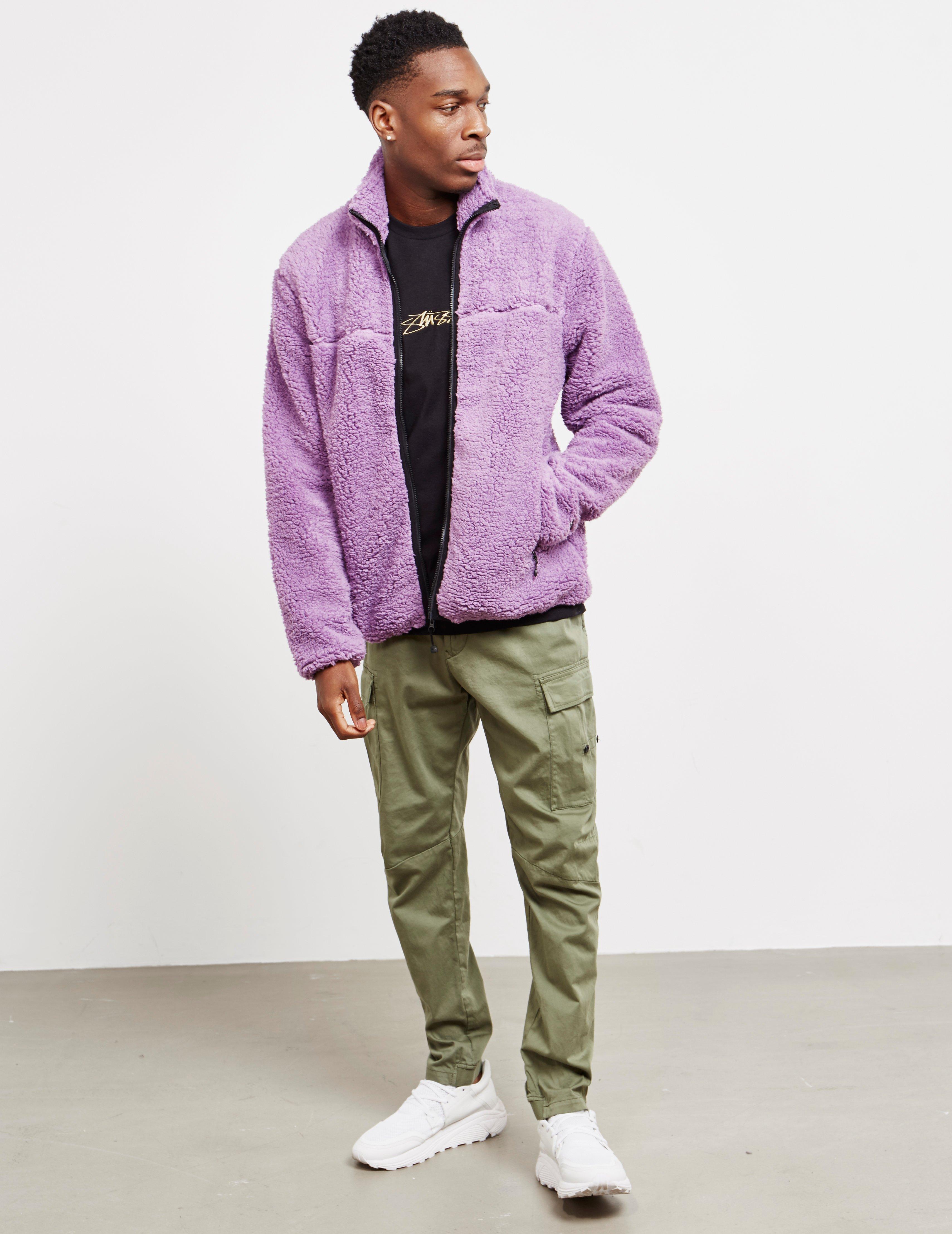 Download Stussy Sherpa Mock Full Zip Fleece Jacket Purple for Men - Lyst