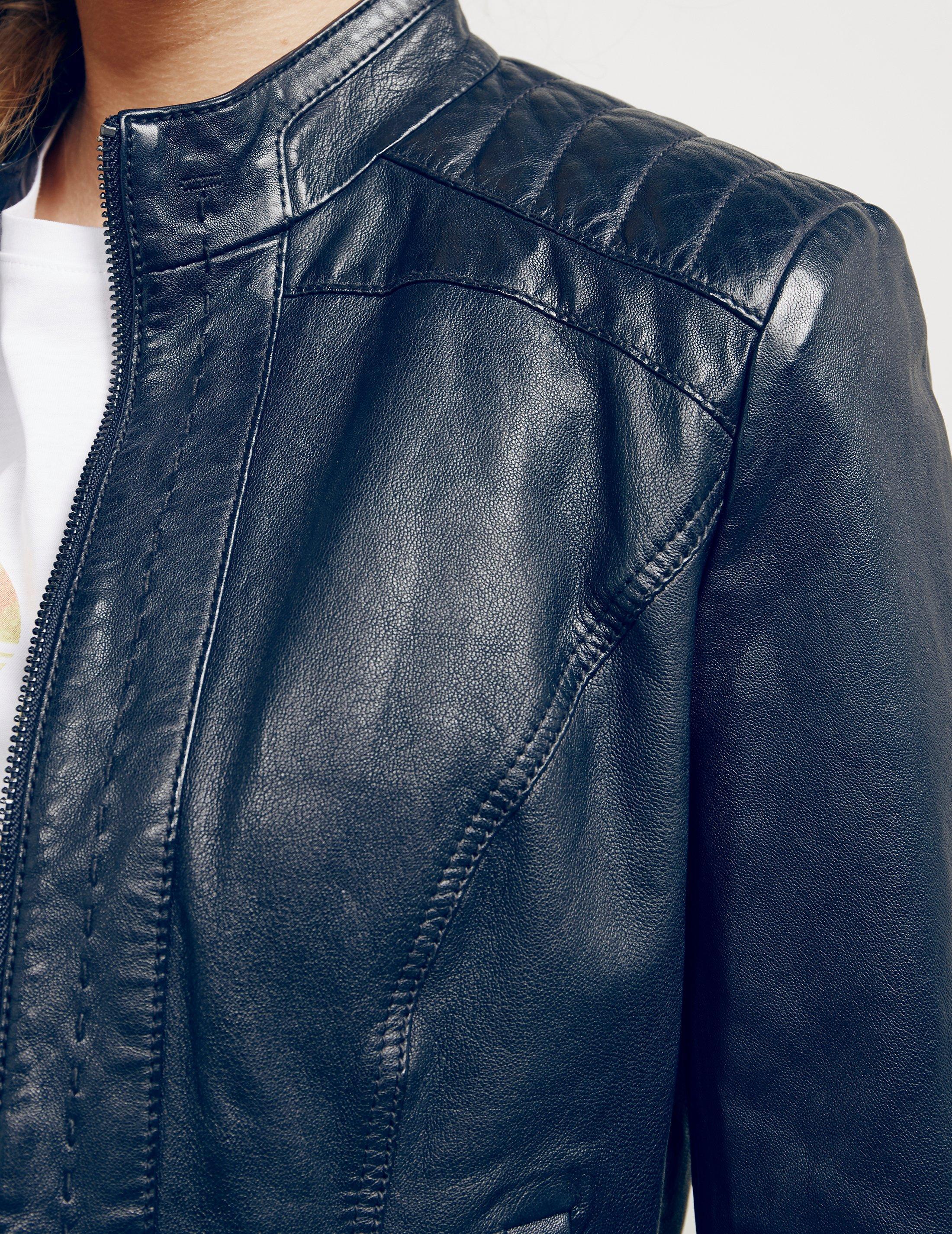 BOSS by HUGO BOSS Womens Janabelle Leather Jacket - Online Exclusive Navy  Blue - Lyst