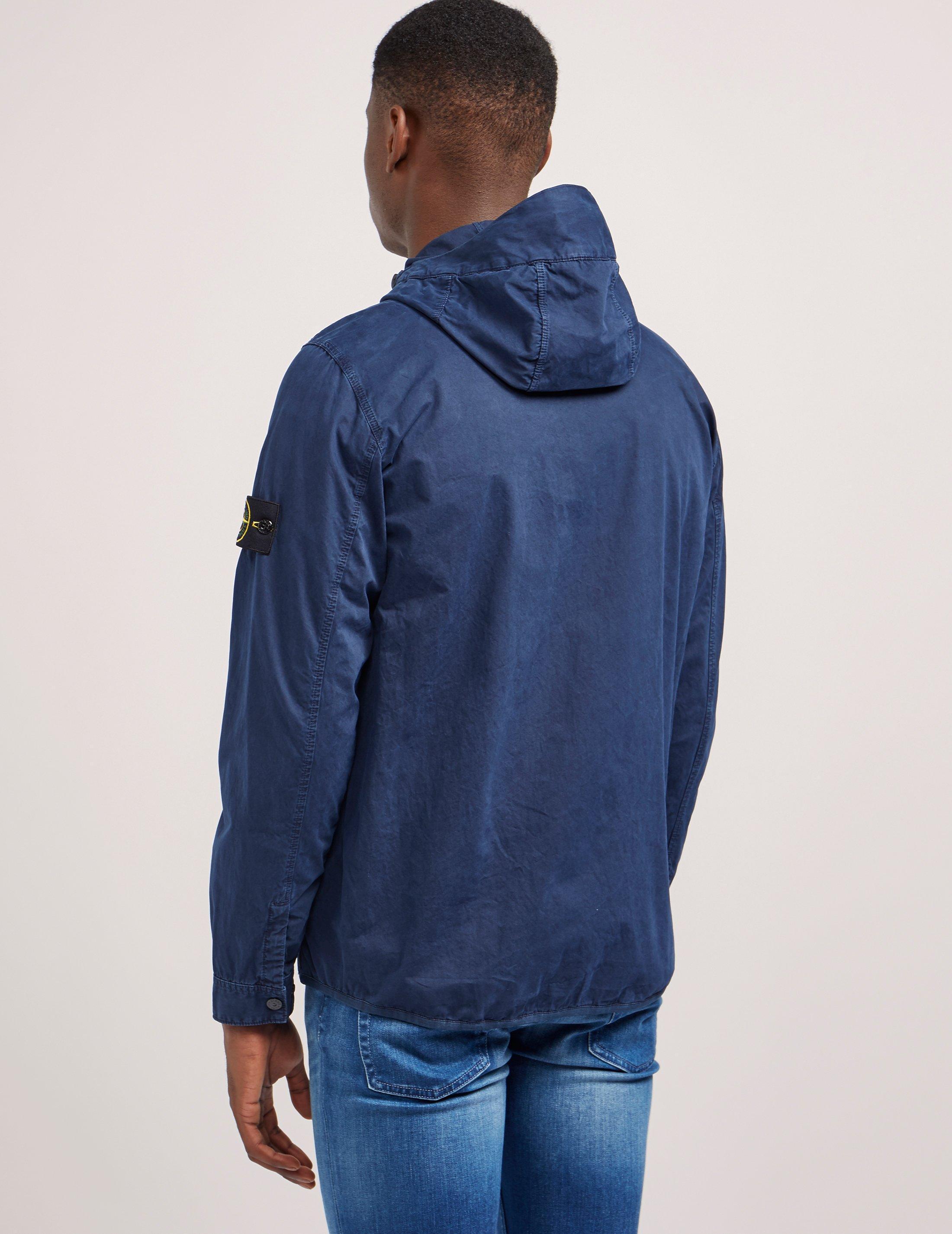 Stone Island Cotton Garment Dyed Hooded Overshirt in Navy (Blue) for Men -  Lyst