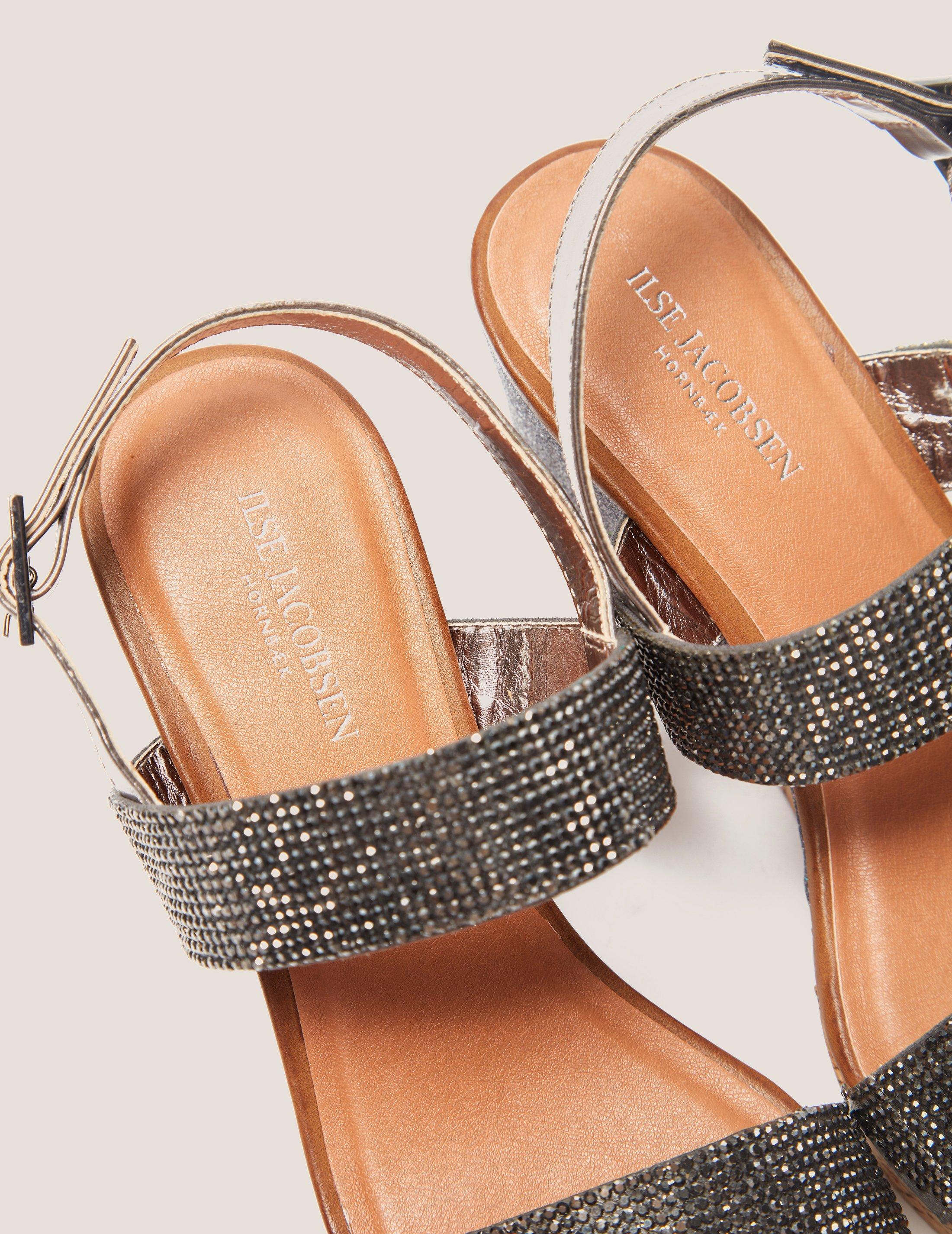 Ilse Jacobsen Womens Poppy Diamante Wedge Sandals Silver in Metallic | Lyst