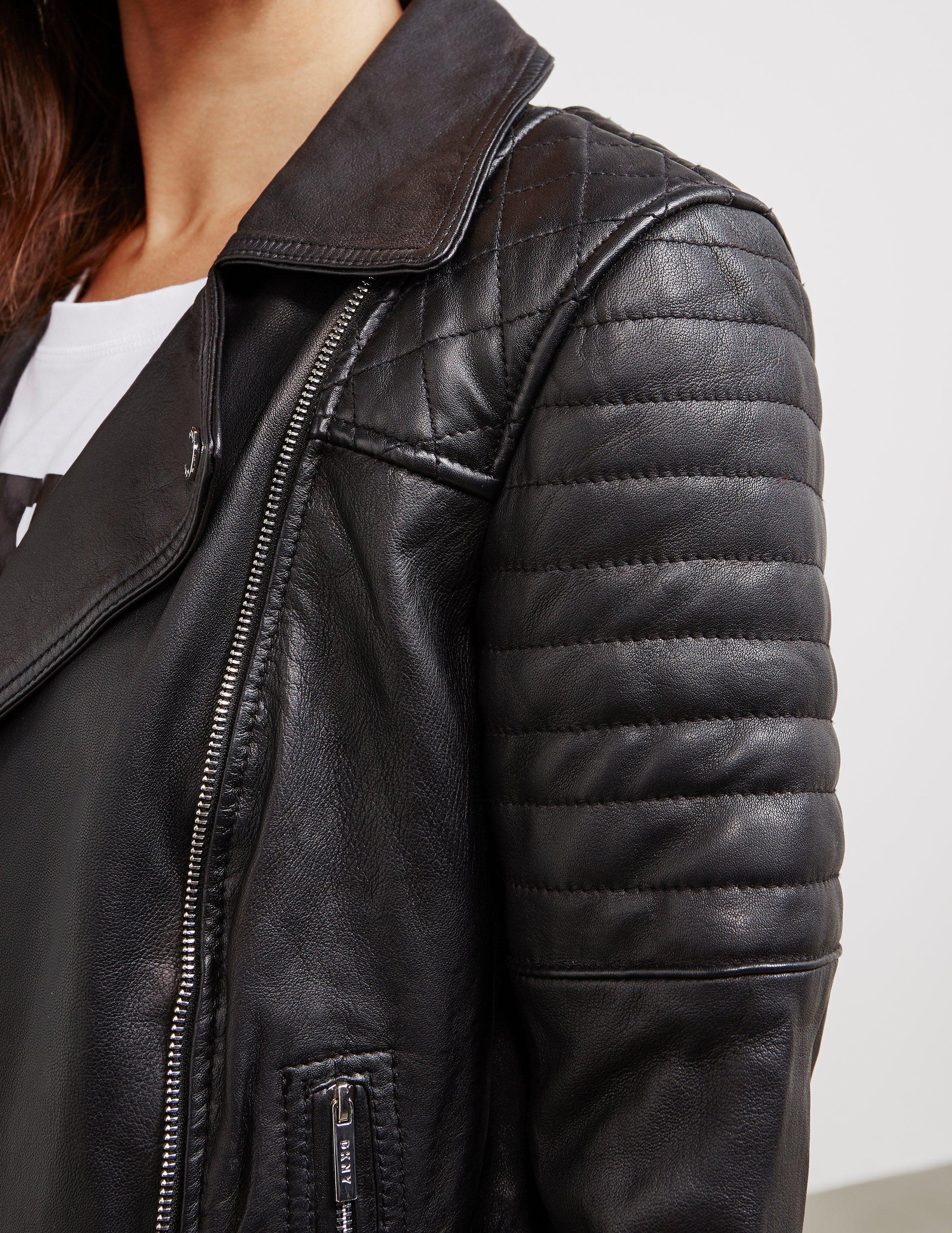 DKNY Quilted Leather Jacket Black - Lyst