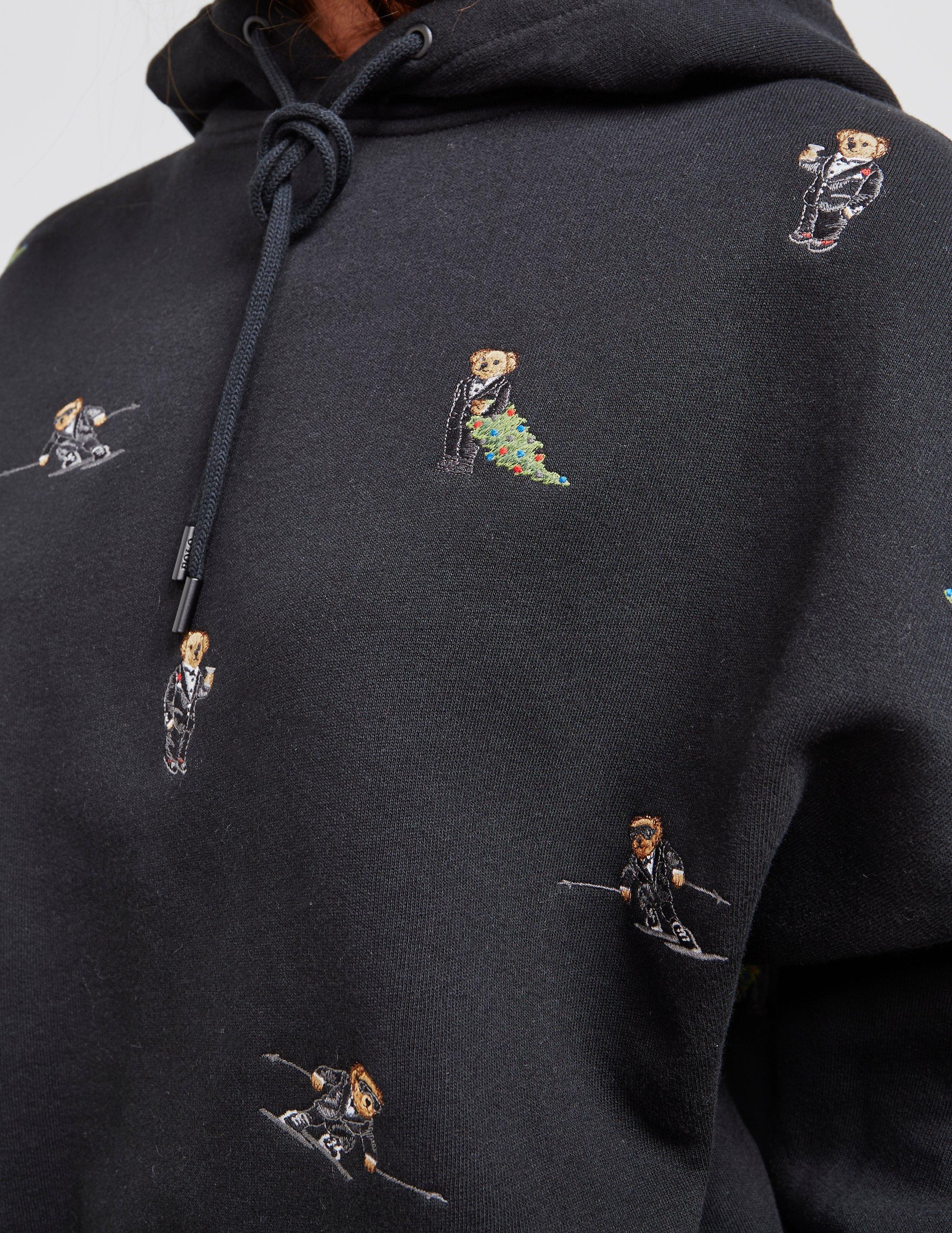 polo bear hoodie black