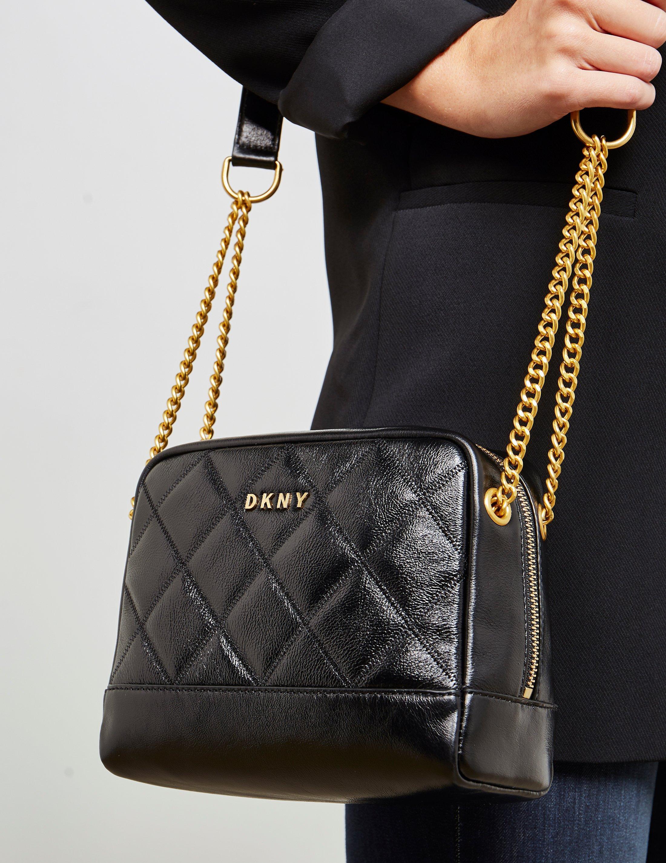 DKNY Leather Sofia Double Chain Shoulder Bag Black - Lyst