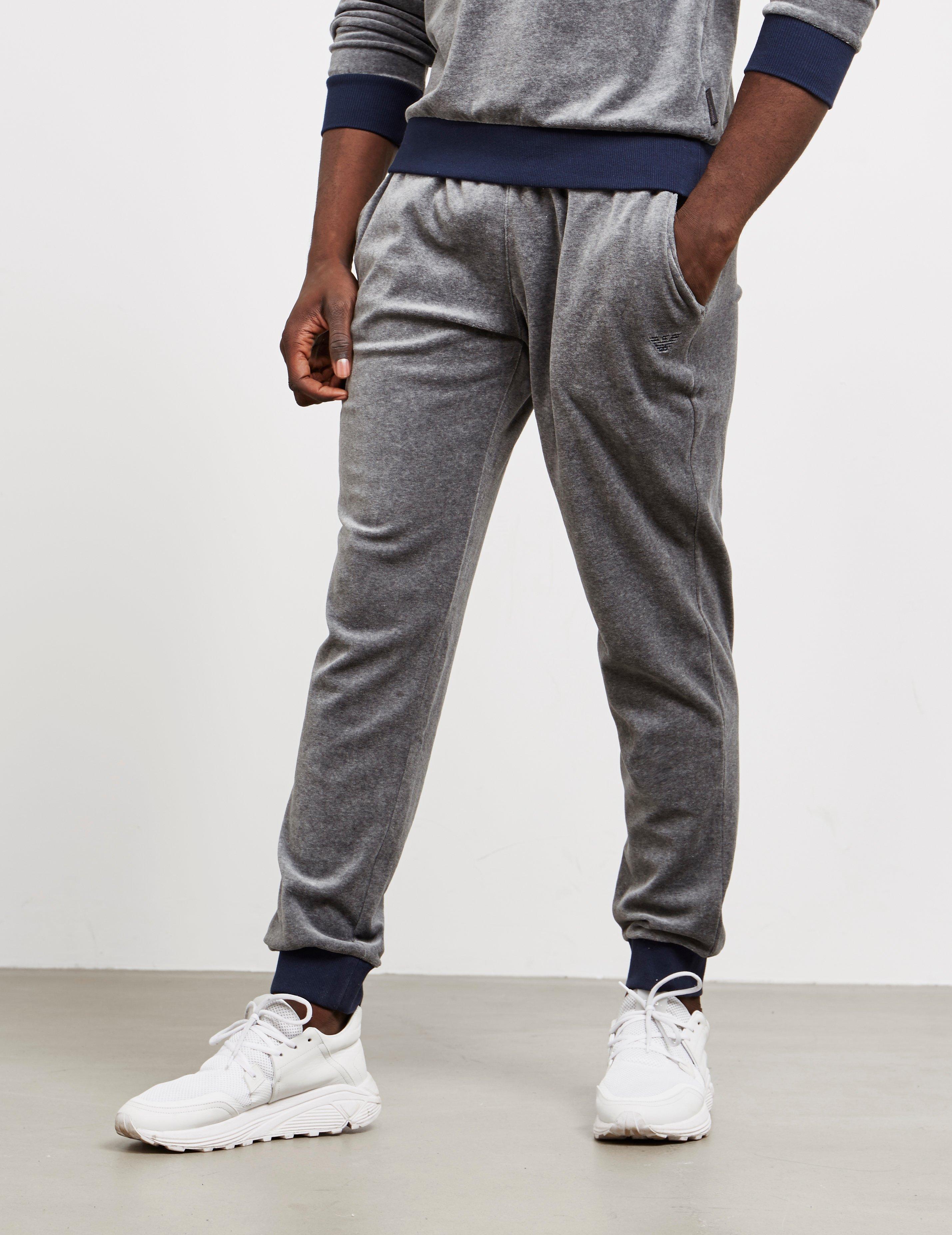 Emporio Armani Mens Velour Cuffed Track Pants Grey in Gray for Men - Lyst