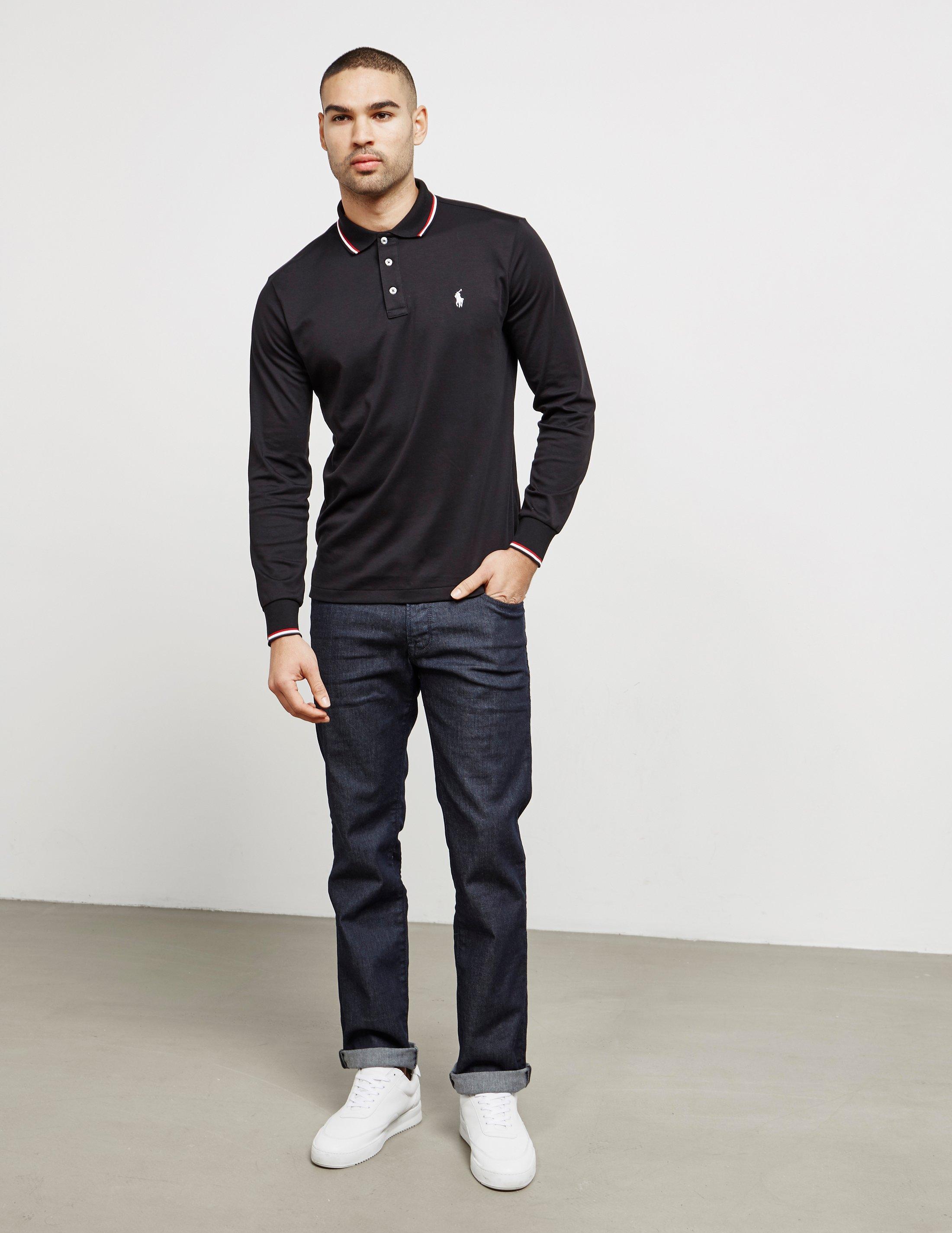 Polo Ralph Lauren Mens Tipped Long Sleeve Polo Shirt Black for Men | Lyst