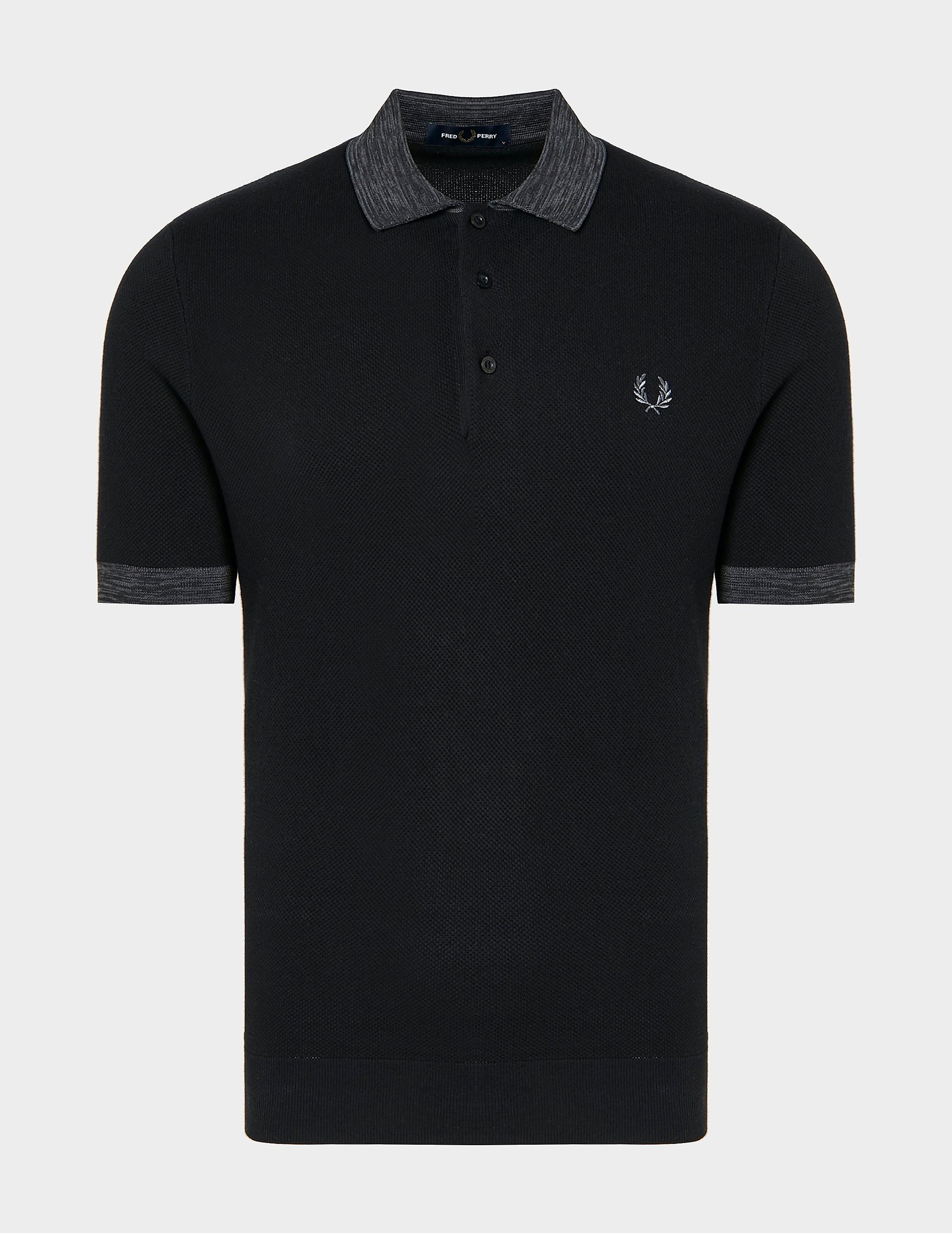 Fred Perry Space Dye Knit Polo Shirt in Black for Men | Lyst