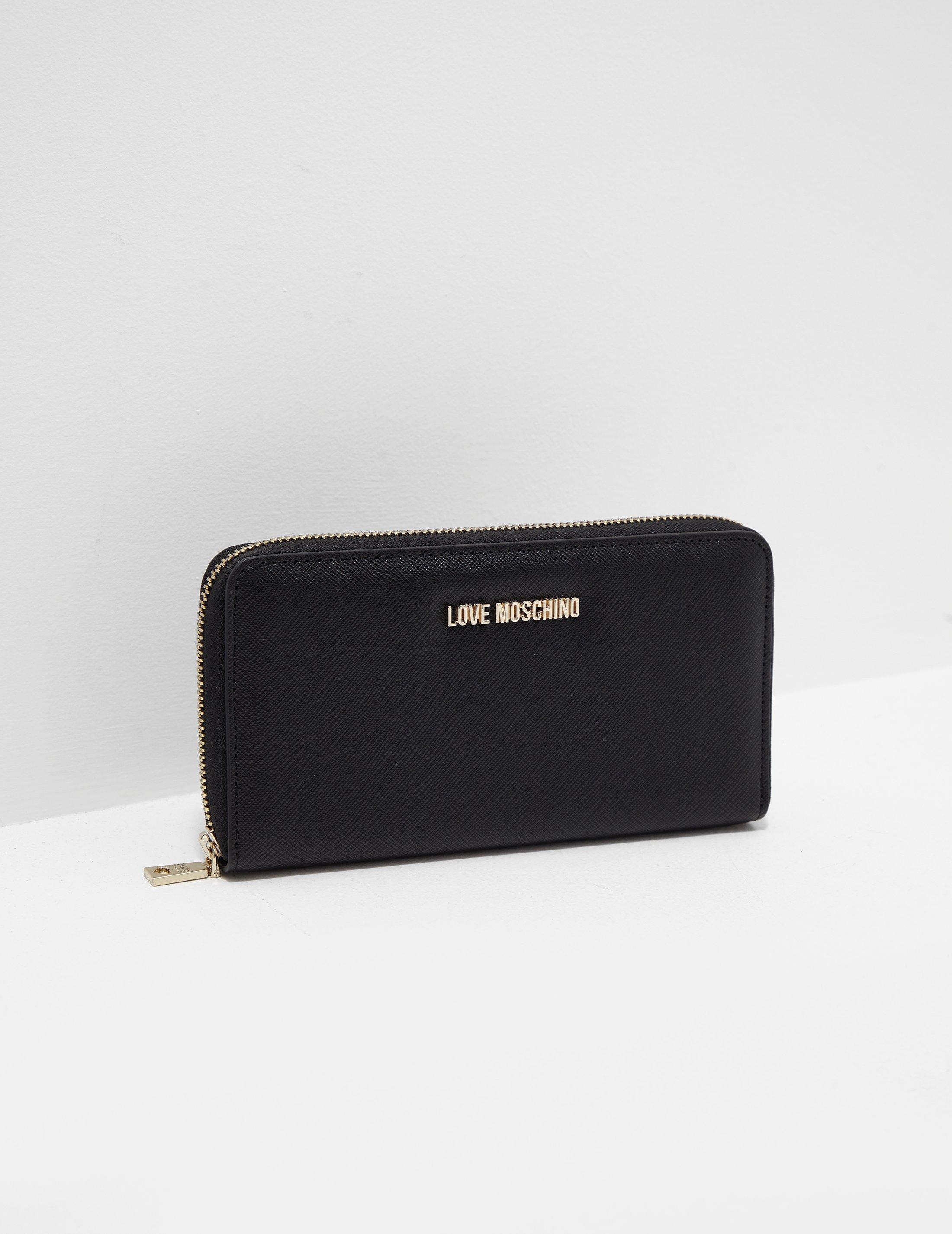 black zip around purse