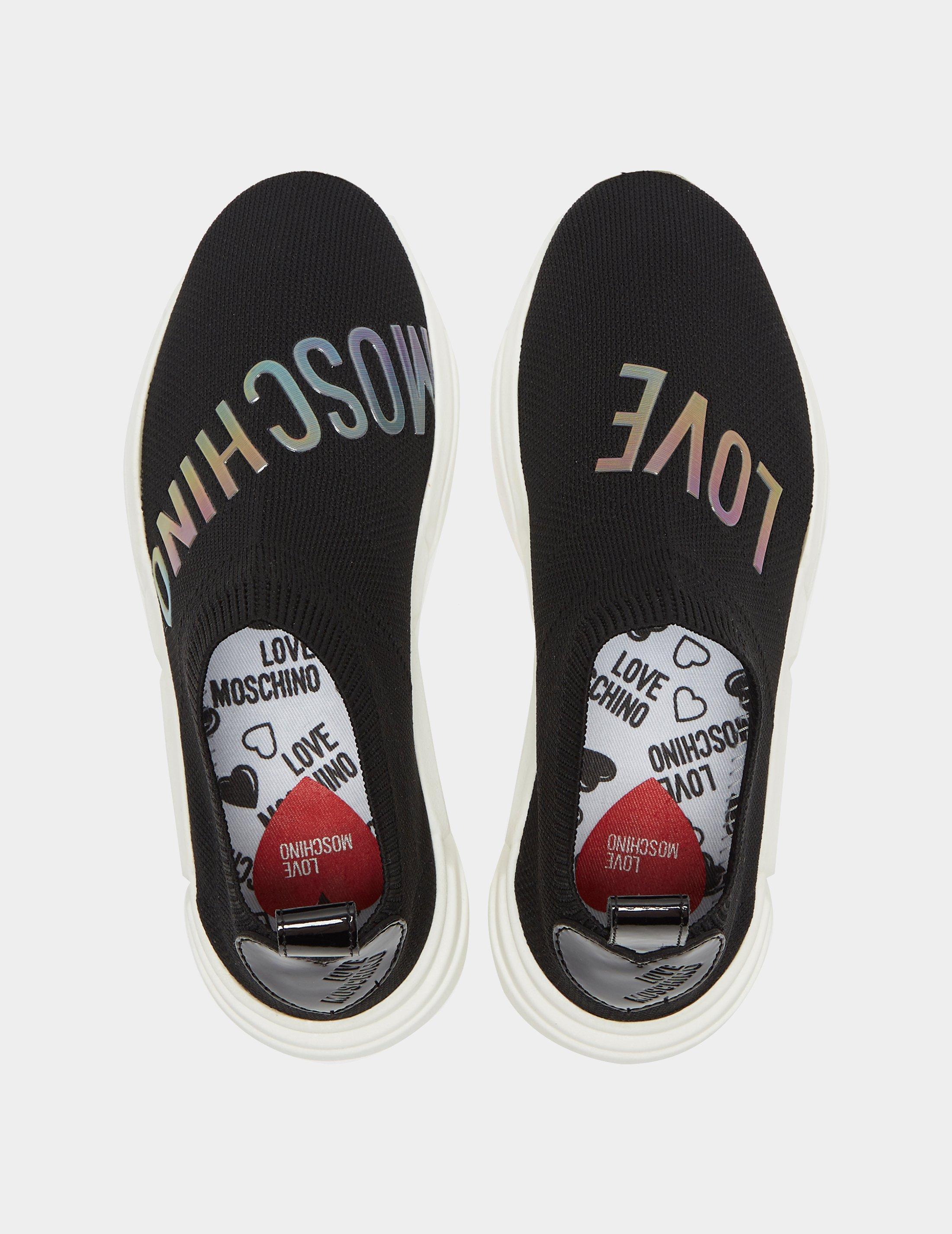 love moschino iridescent sock trainer