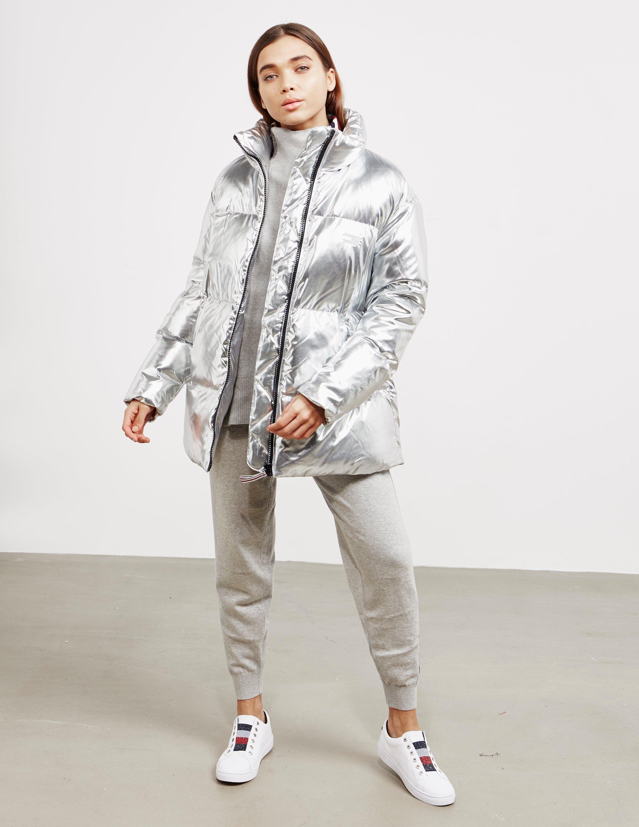 silver tommy hilfiger puffer jacket