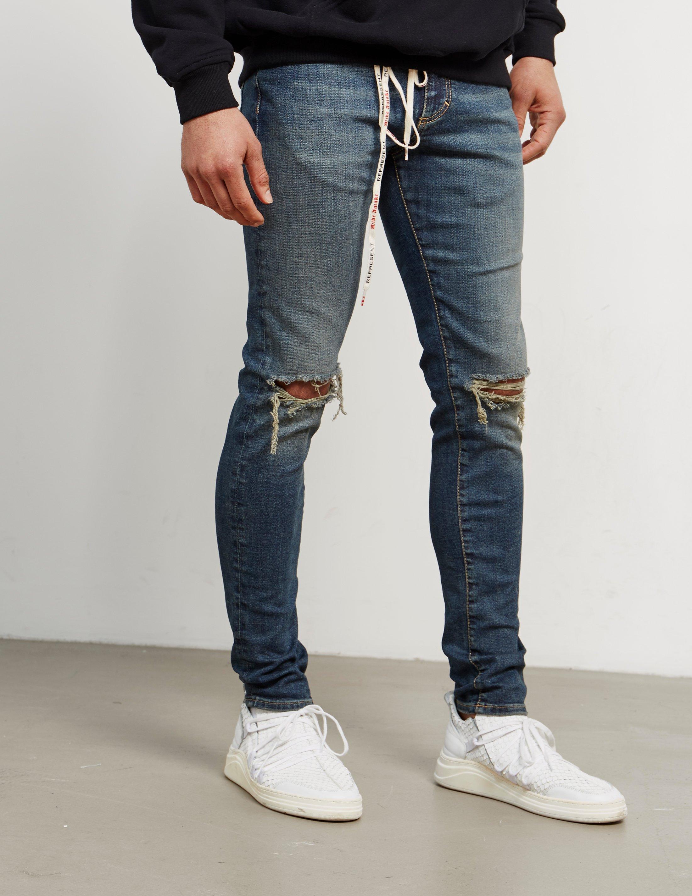 Represent Denim Destroyed Jeans - Online Exclusive Blue for Men | Lyst