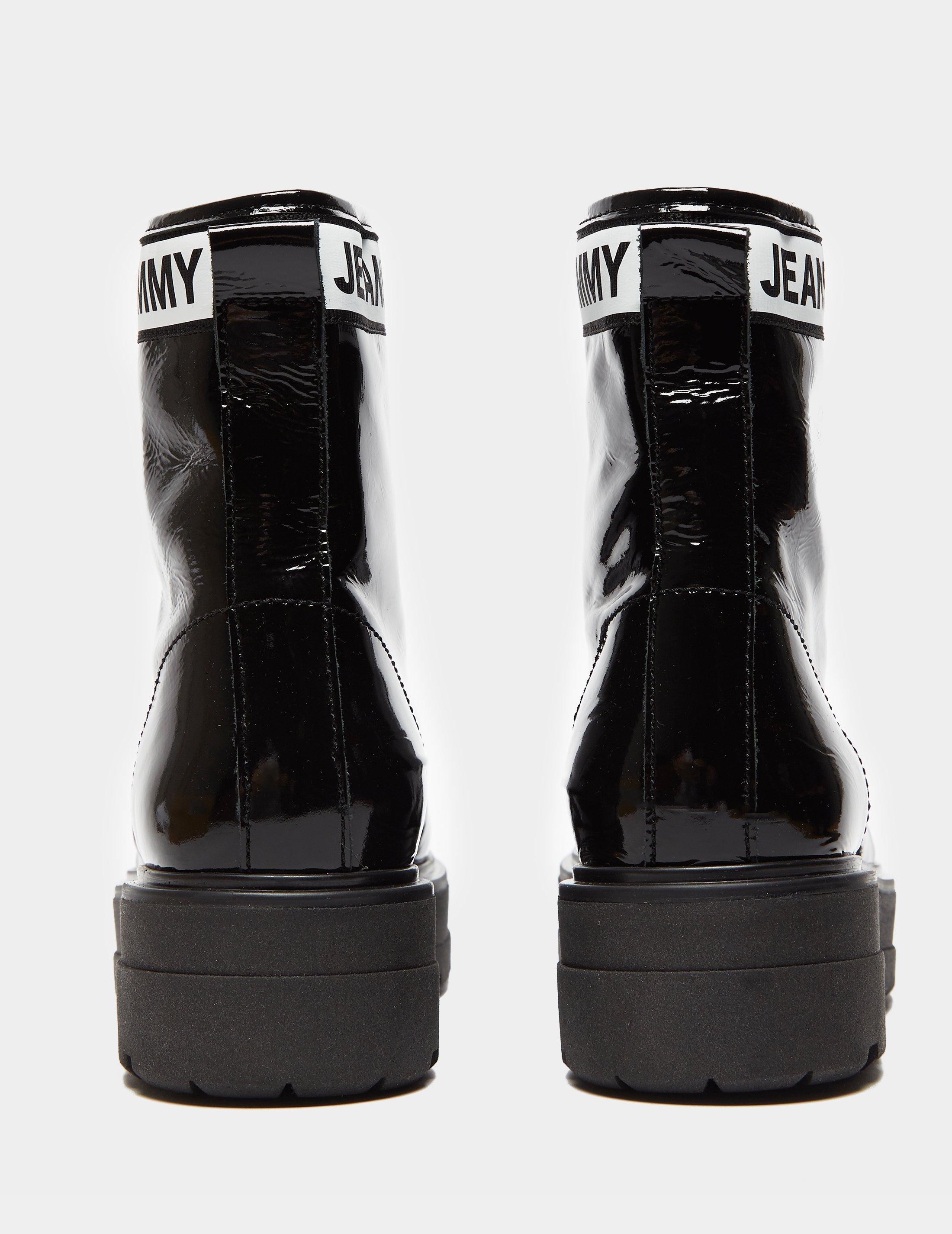 Tommy Hilfiger Leather Patent Platform Boots Women's Black - Lyst