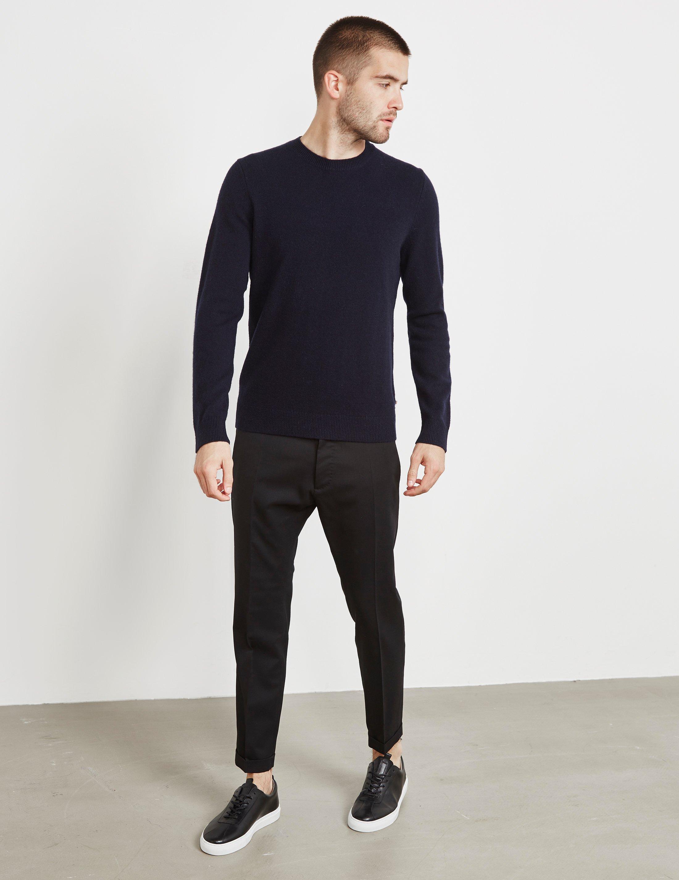 Aquascutum Wool Elbow Patch Knitted Jumper Navy Blue for Men - Lyst