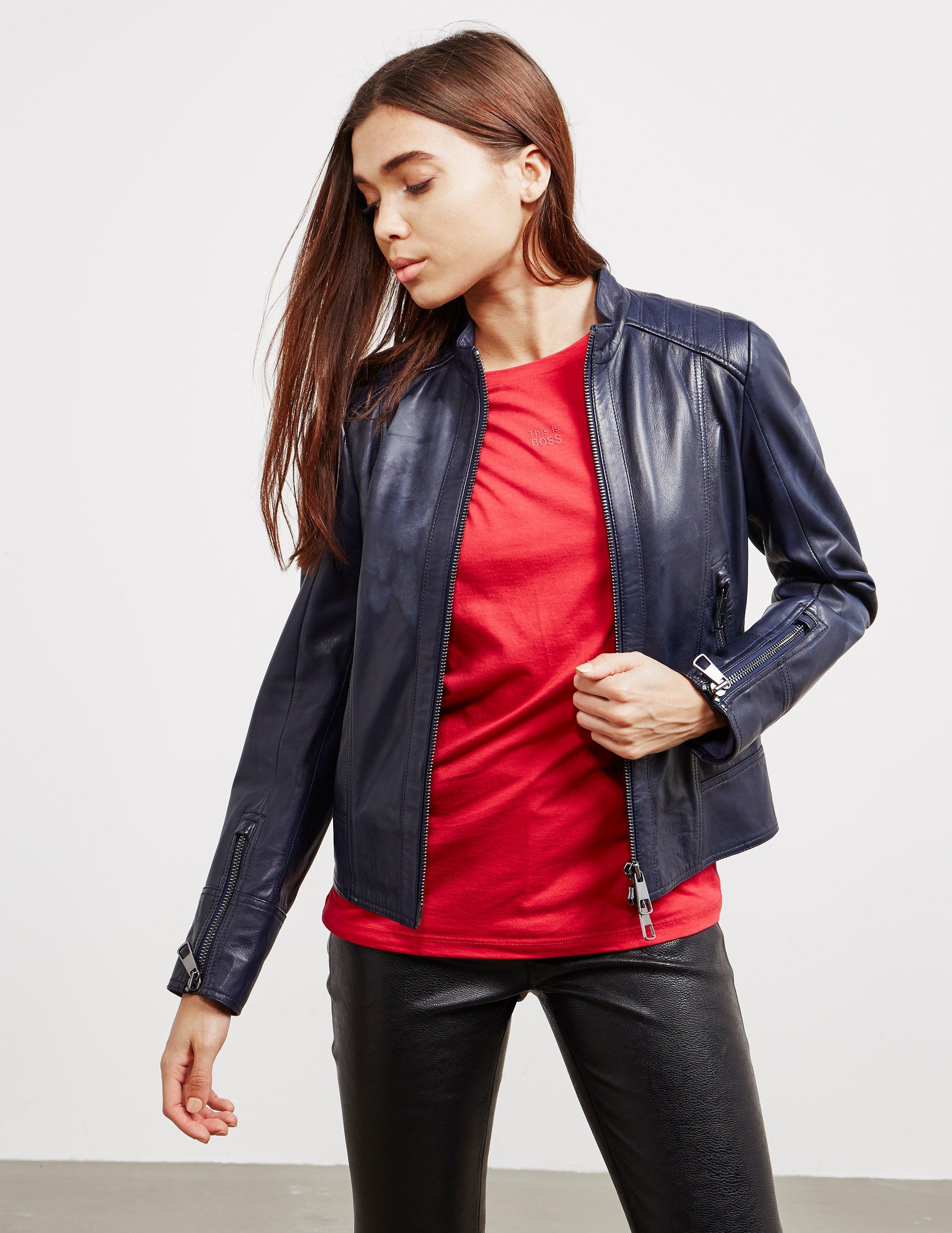 BOSS by HUGO BOSS Jafable Leather Jacket Blue - Lyst