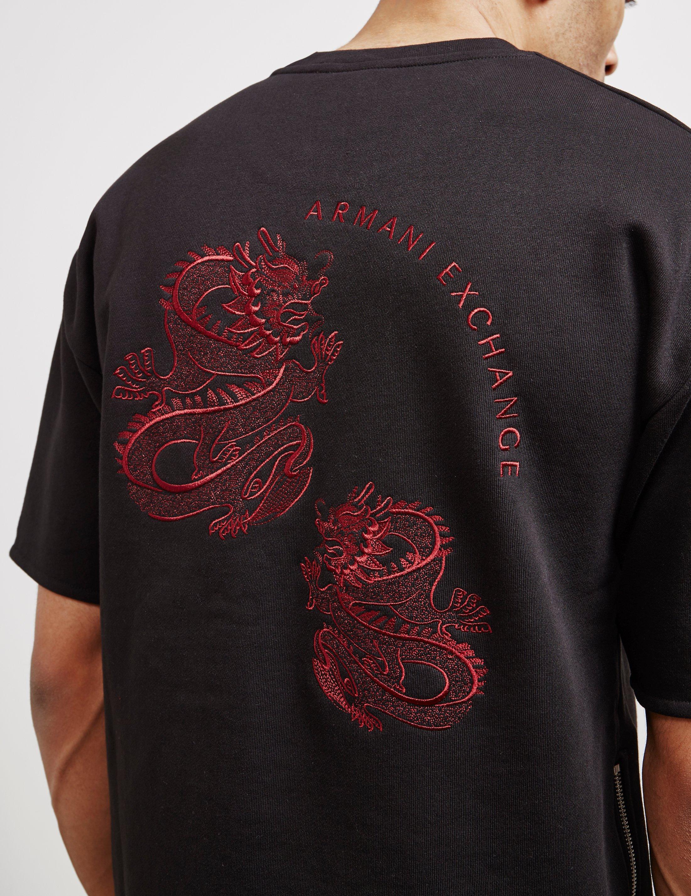 Armani Exchange Dragon Longline Short Sleeve T-shirt Black in Black for ...