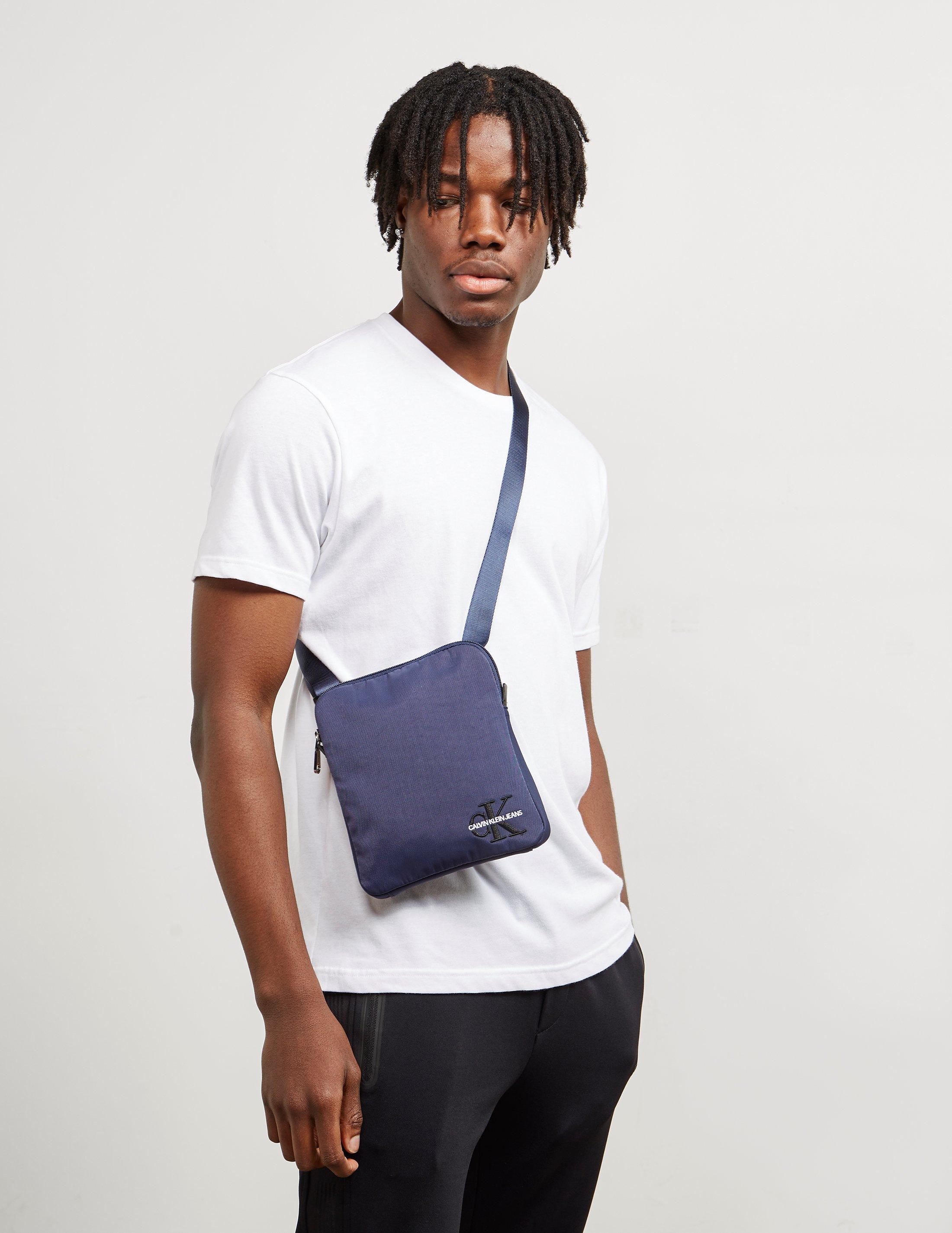 Calvin Klein Denim Retro Logo Crossbody Bag Navy Blue for Men Lyst