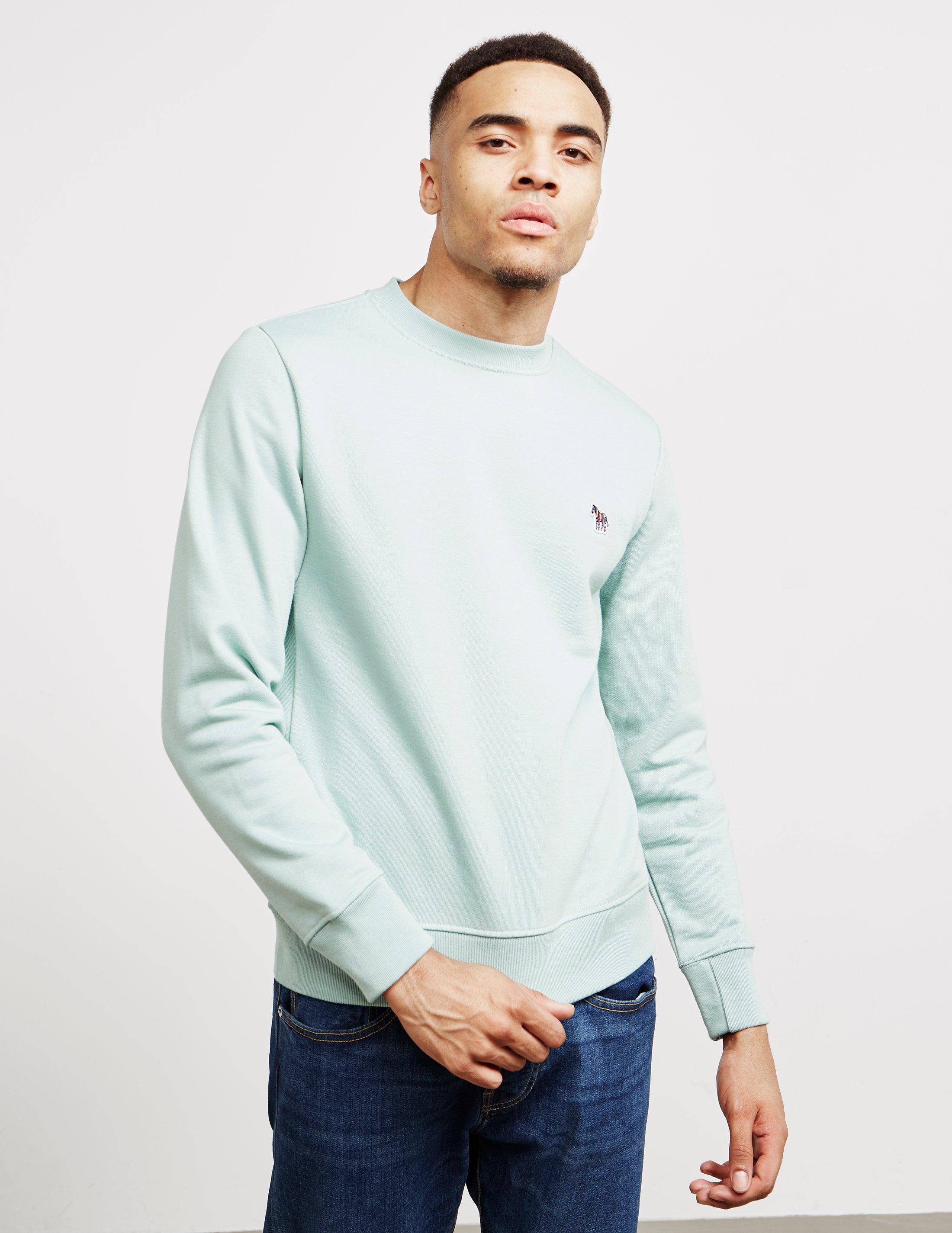 PS by Paul Smith Cotton Basic Zebra Crew Sweatshirt Mint/mint in PS by Paul Smith Cotton Basic Zebra Crew Sweatshirt Mint/mint in