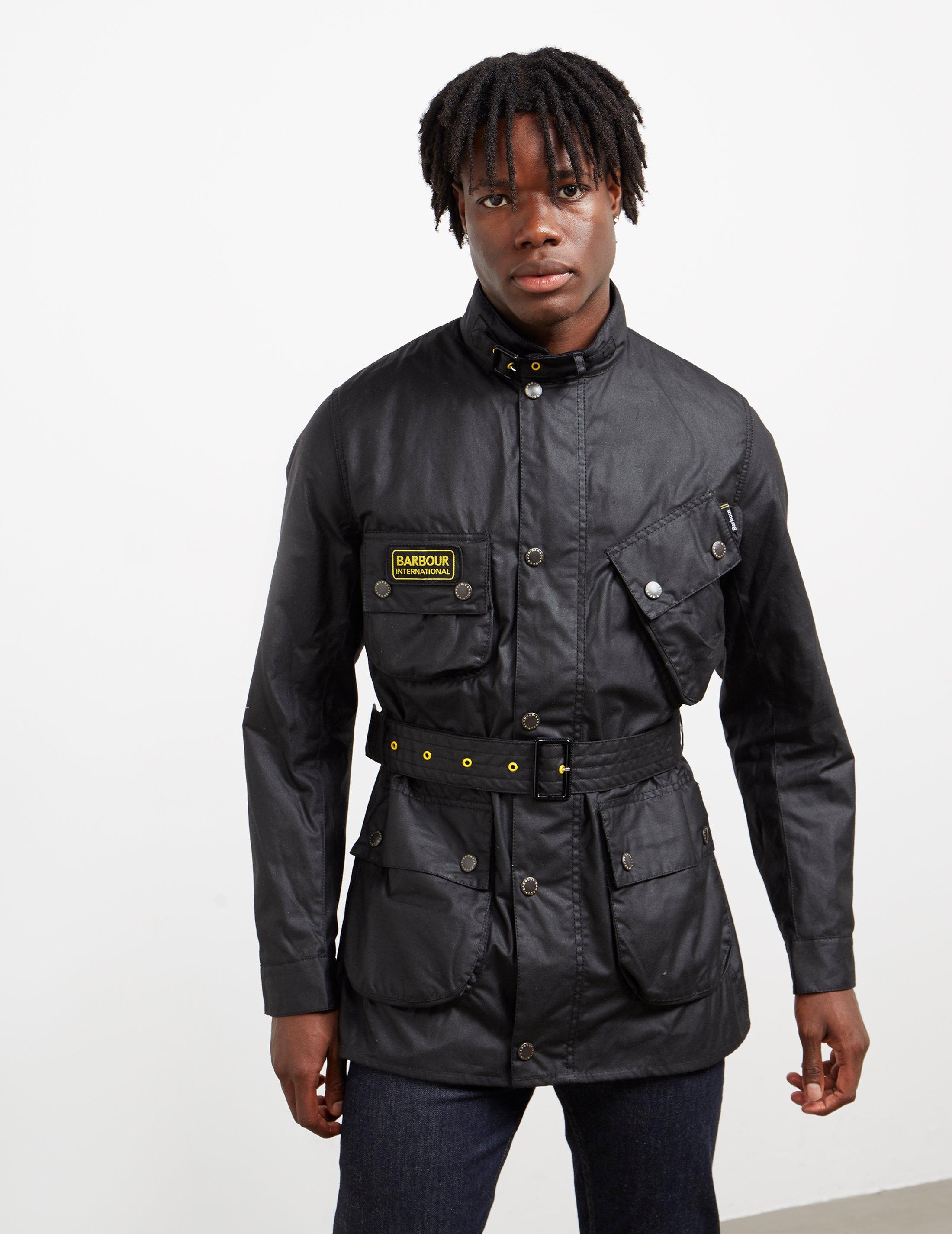 Barbour Slim International Wax Jacket in Black for Men | Lyst