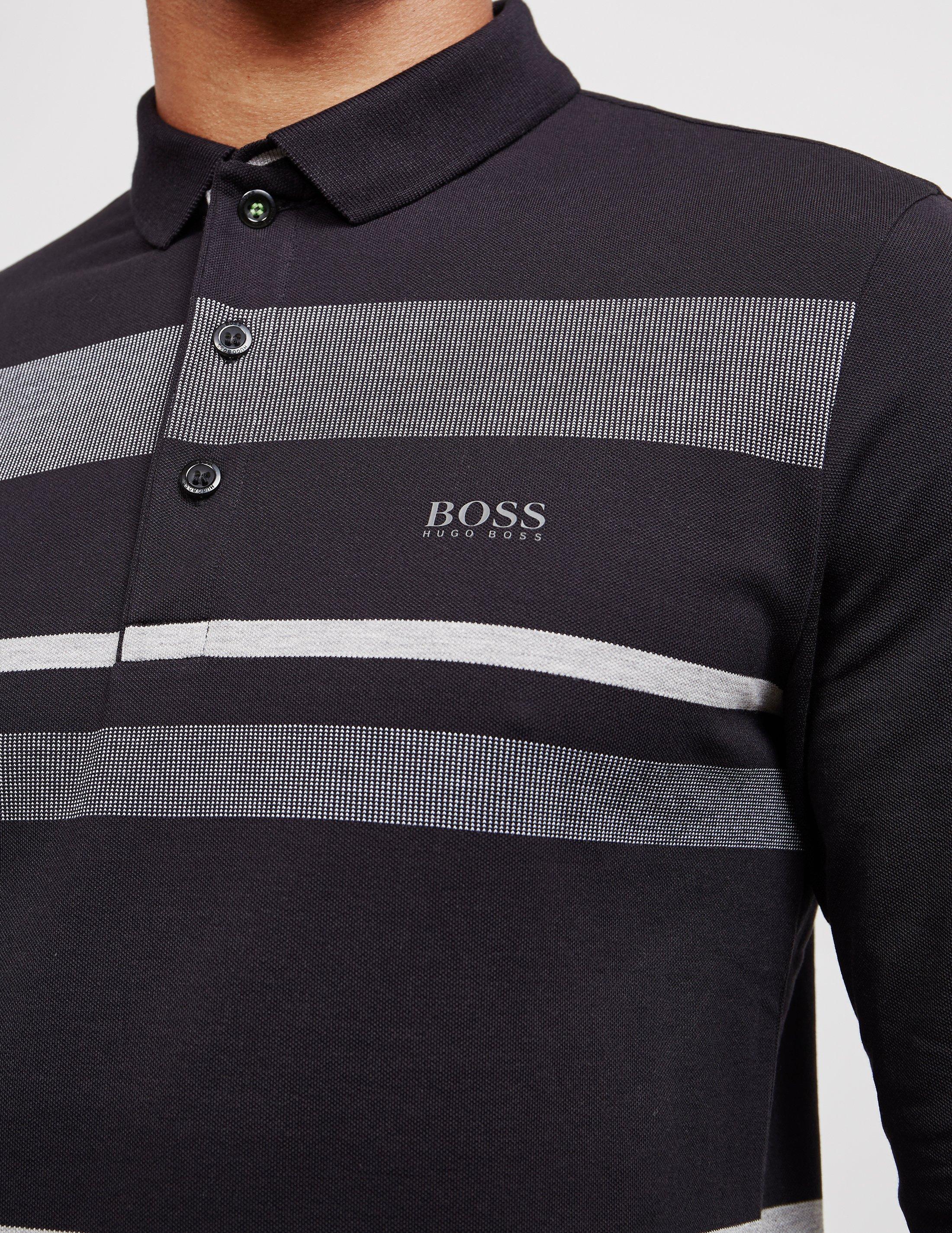 BOSS Pleesy Long Sleeve Polo Shirt Black in Black for Men - Lyst