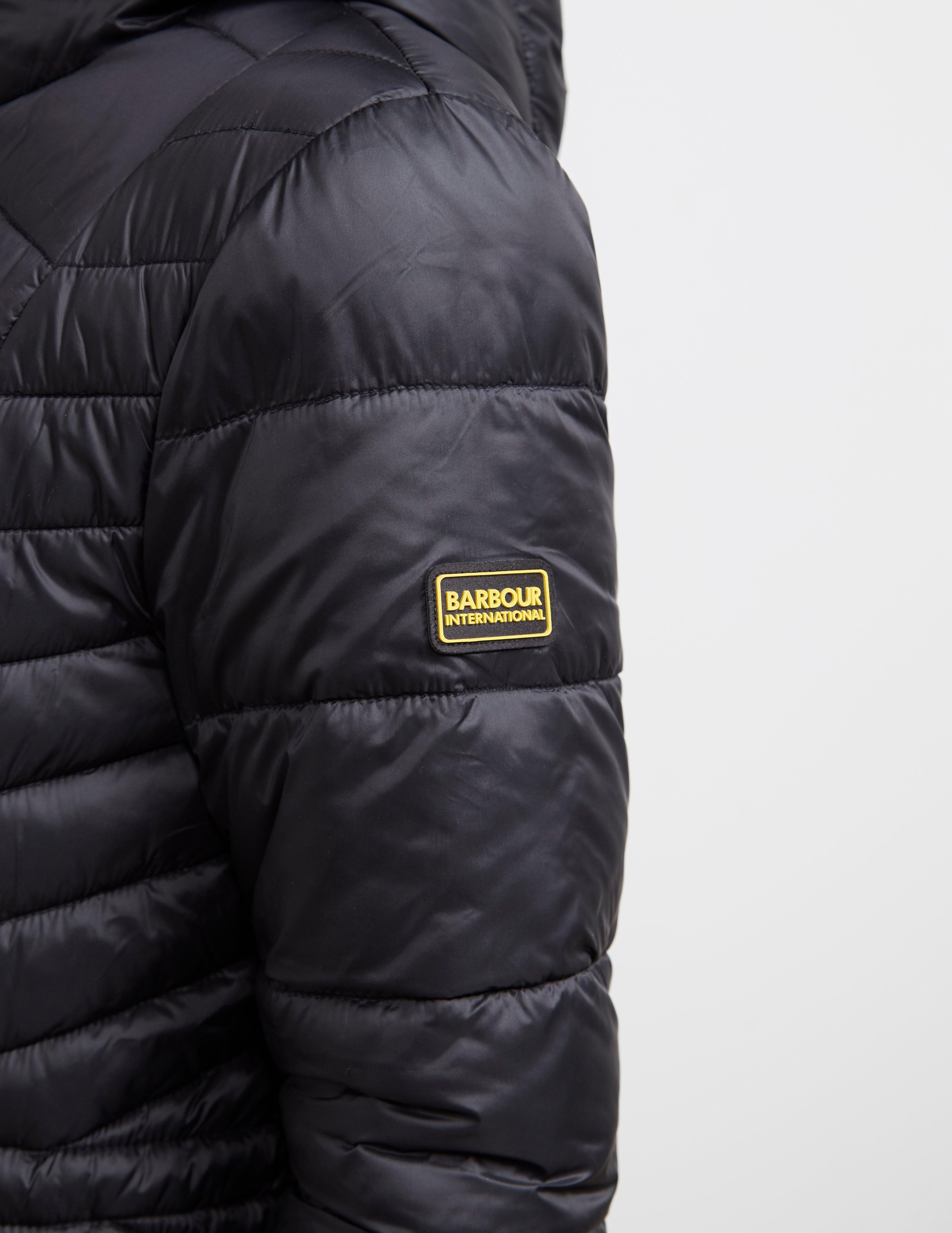 barbour international ace quilted jacket with hood