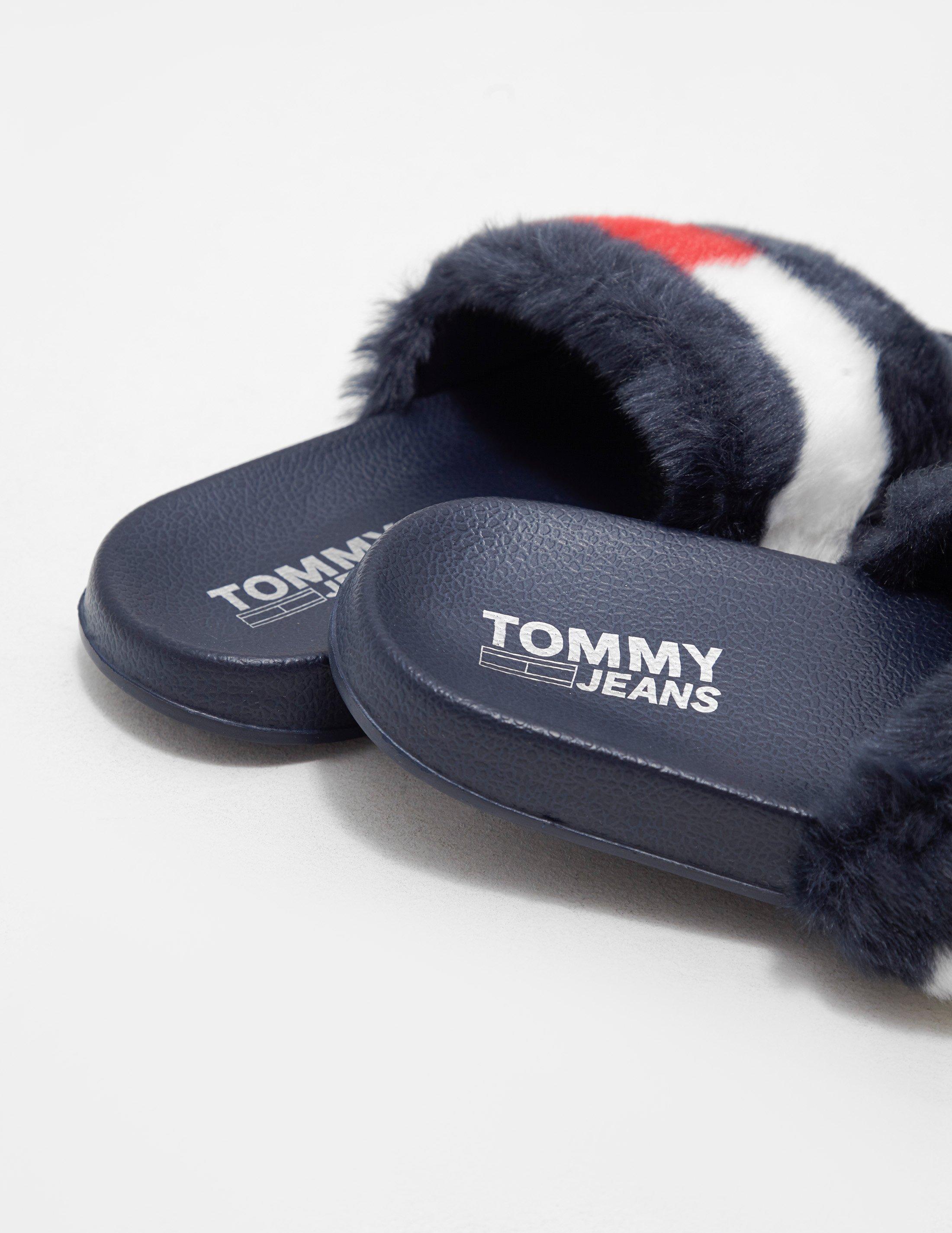 tommy hilfiger fur slides