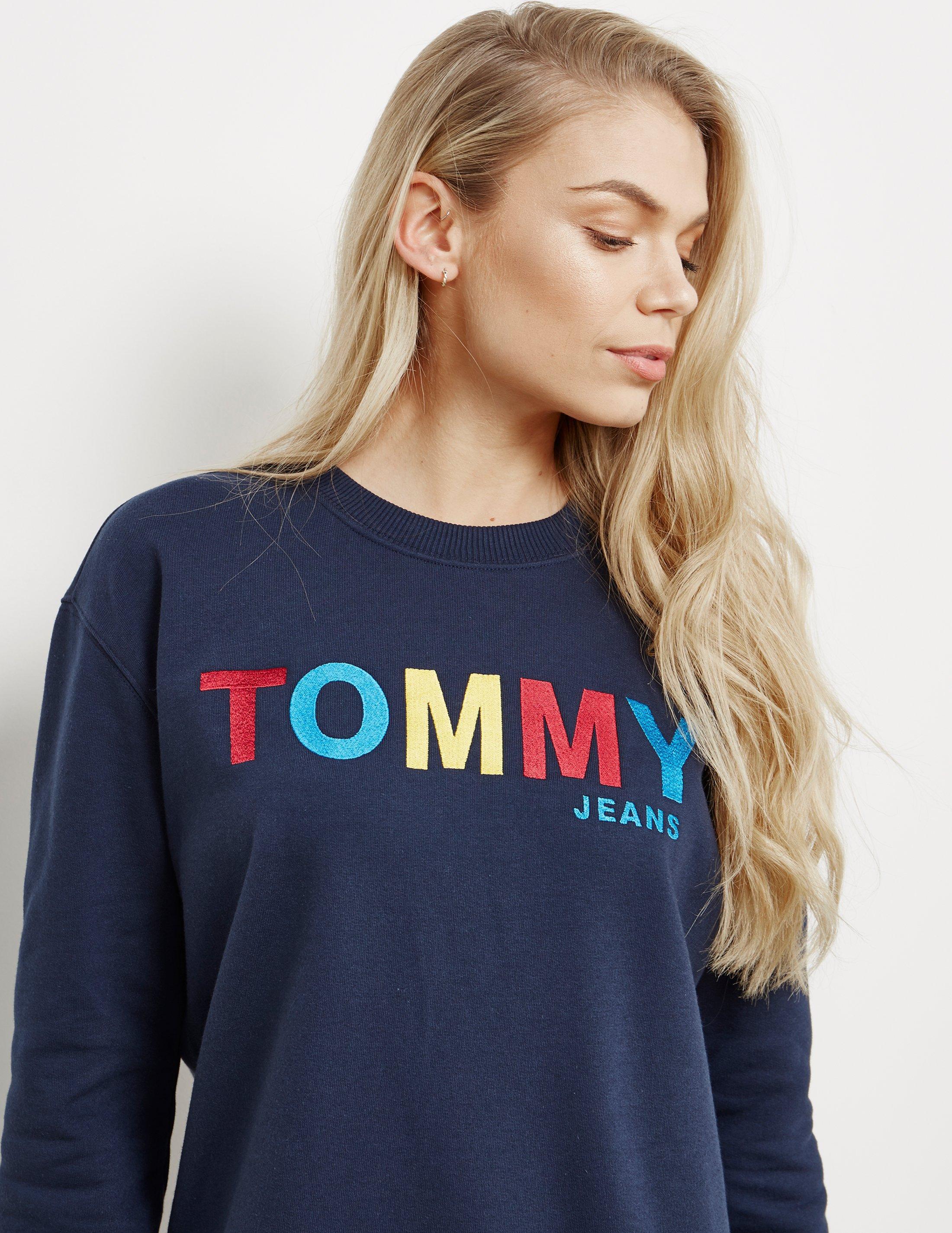Tommy Hilfiger Denim Womens Sweatshirt Dress Navy Blue - Lyst
