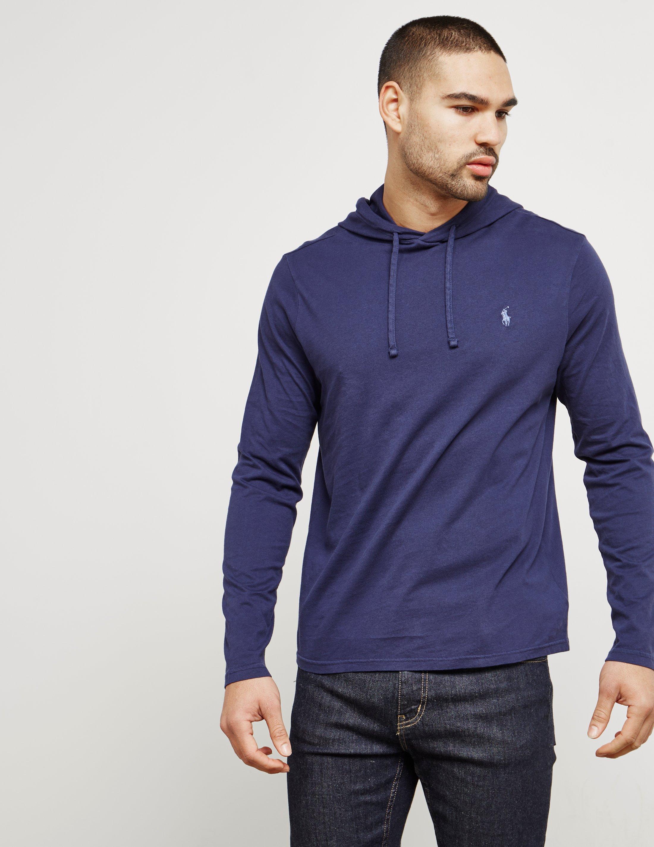 Polo Ralph Lauren Mens Hooded Long Sleeve T-shirt Navy Blue for Men | Lyst