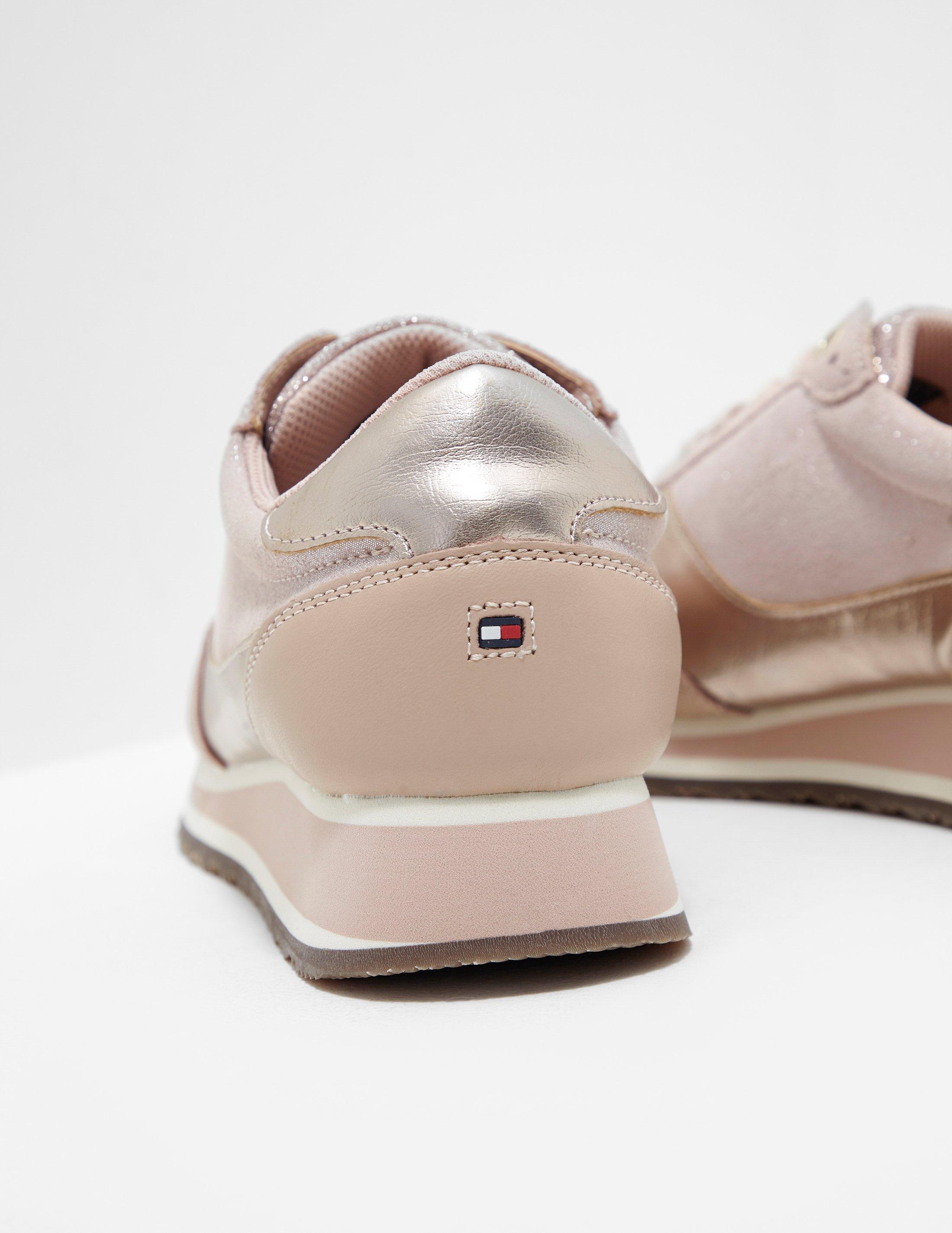 Tommy Hilfiger Leather Metallic Retro Trainers Pink | Lyst