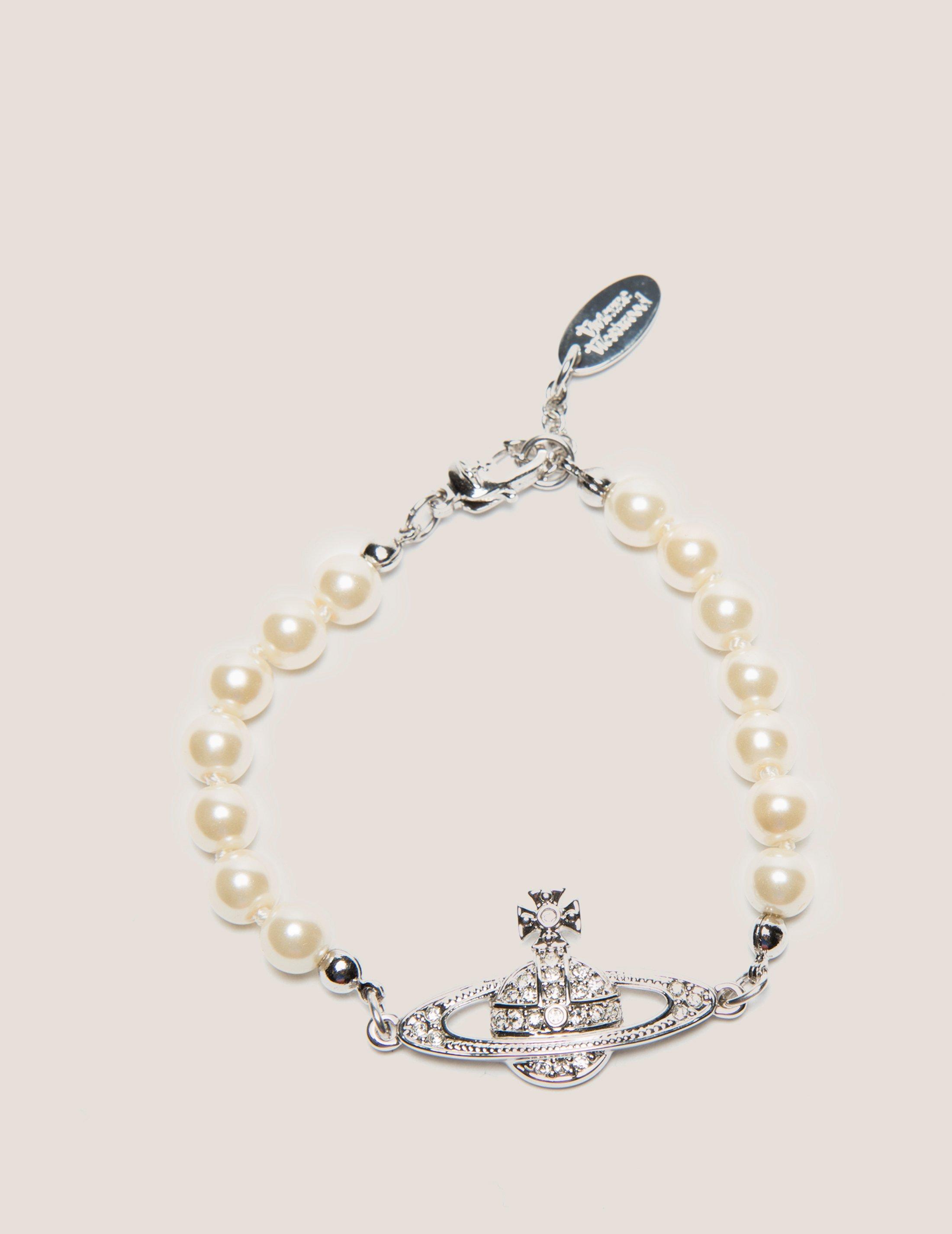 Vivienne Westwood Womens Mini Bas Relief Pearl Bracelet Silver in ...