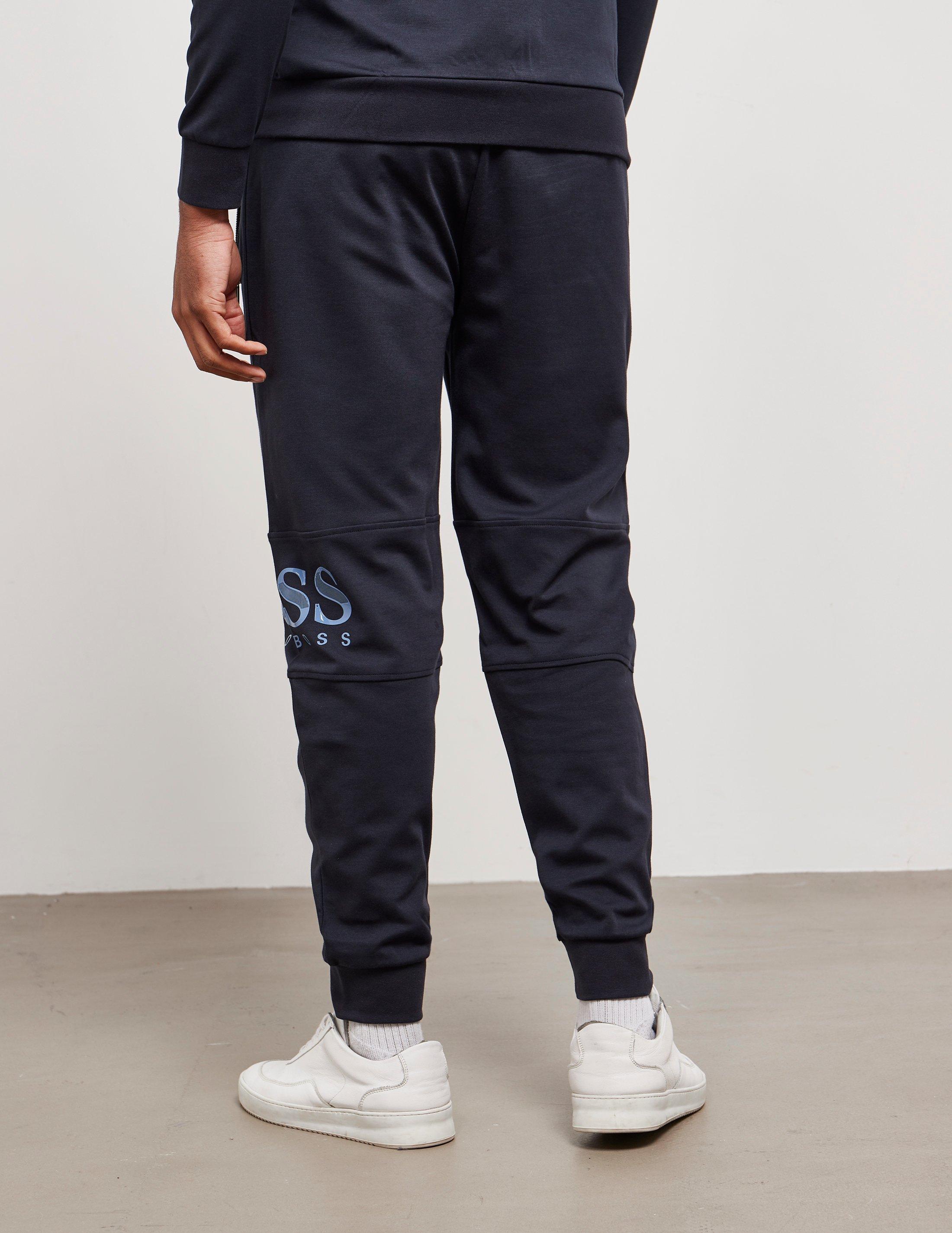 boss logo cuffed fleece pants