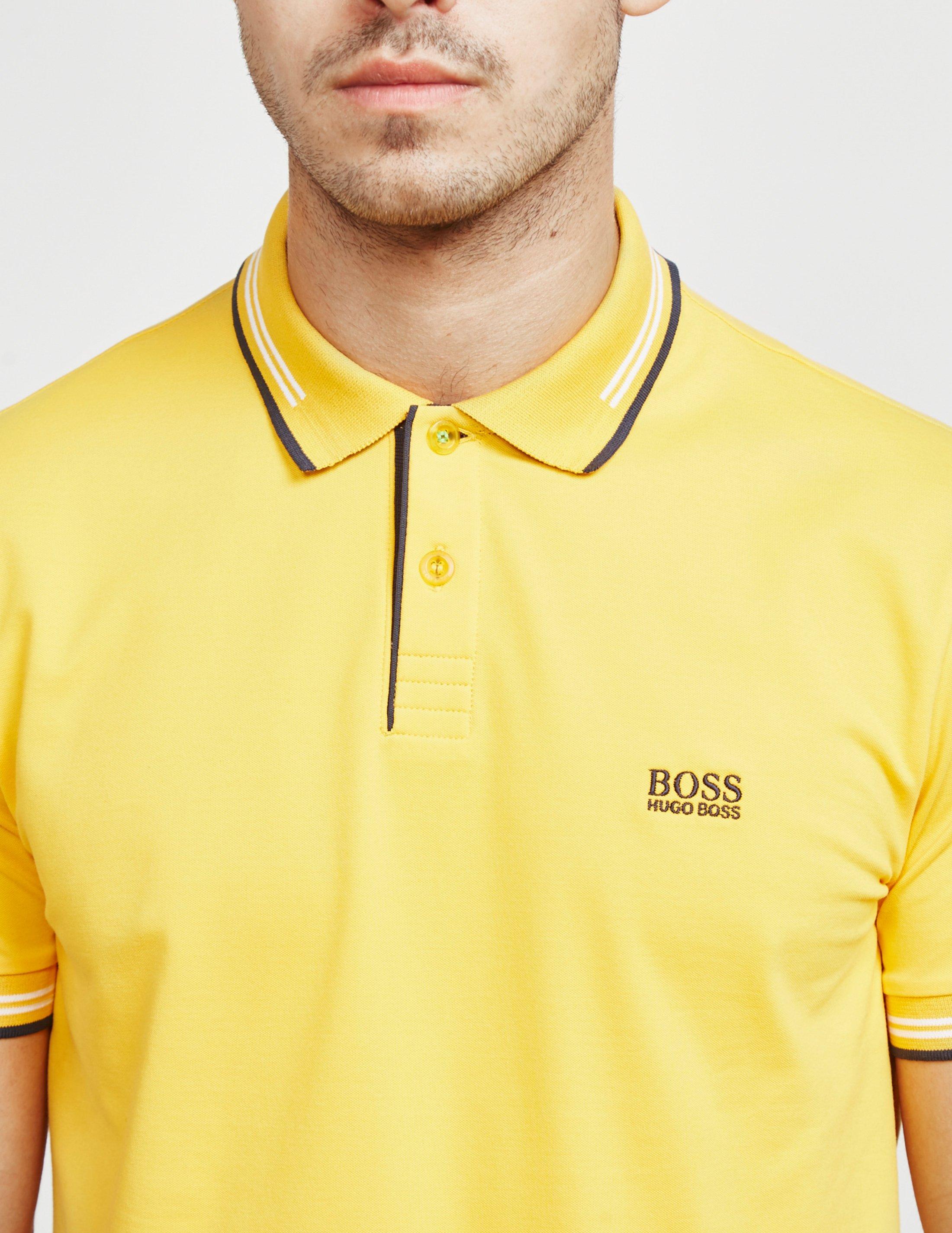 BOSS by HUGO BOSS Cotton Paul Short Sleeve Polo Shirt Yellow for Men | Lyst