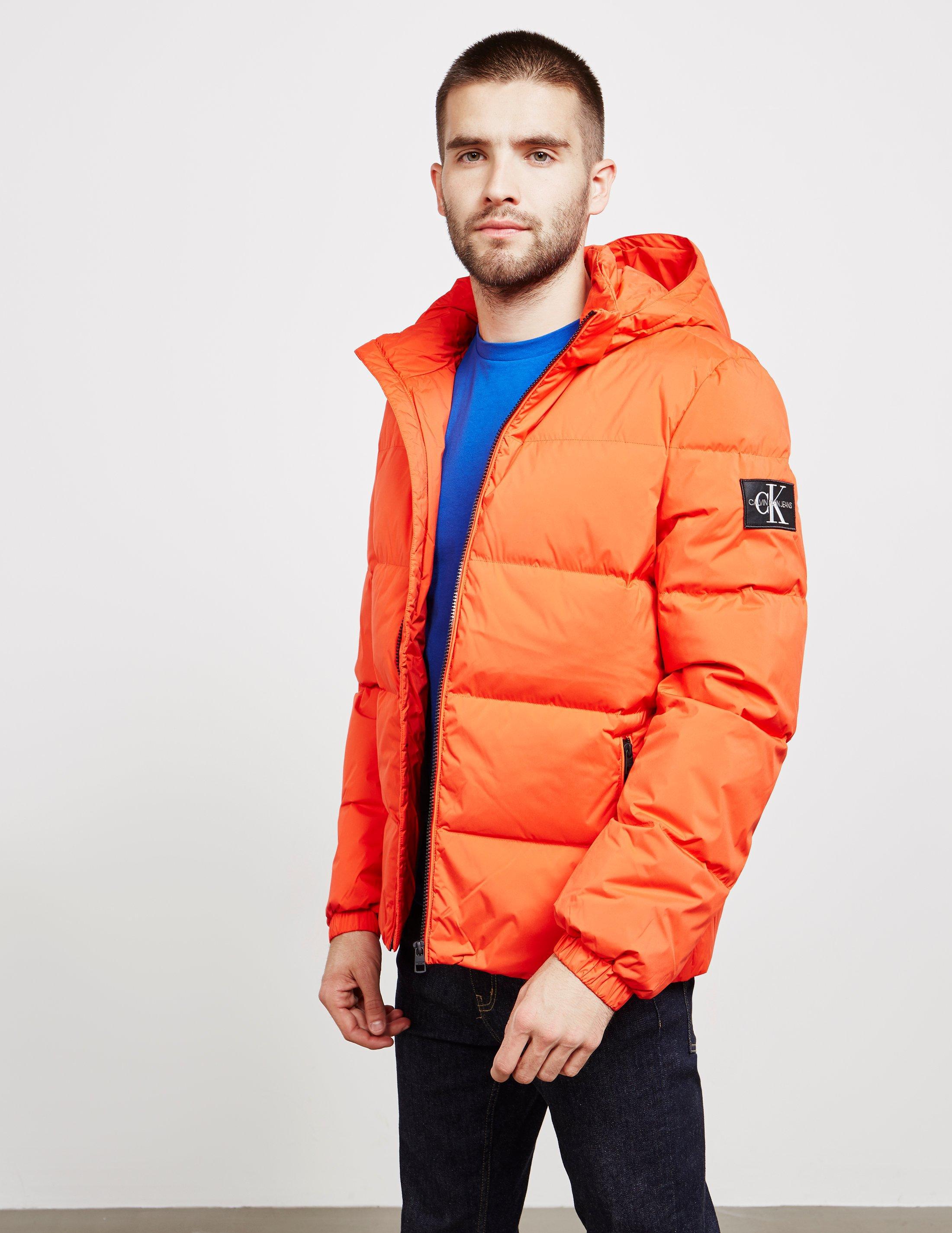 Calvin Klein Synthetic Arm Logo Down Padded Jacket in Orange for Men | Lyst
