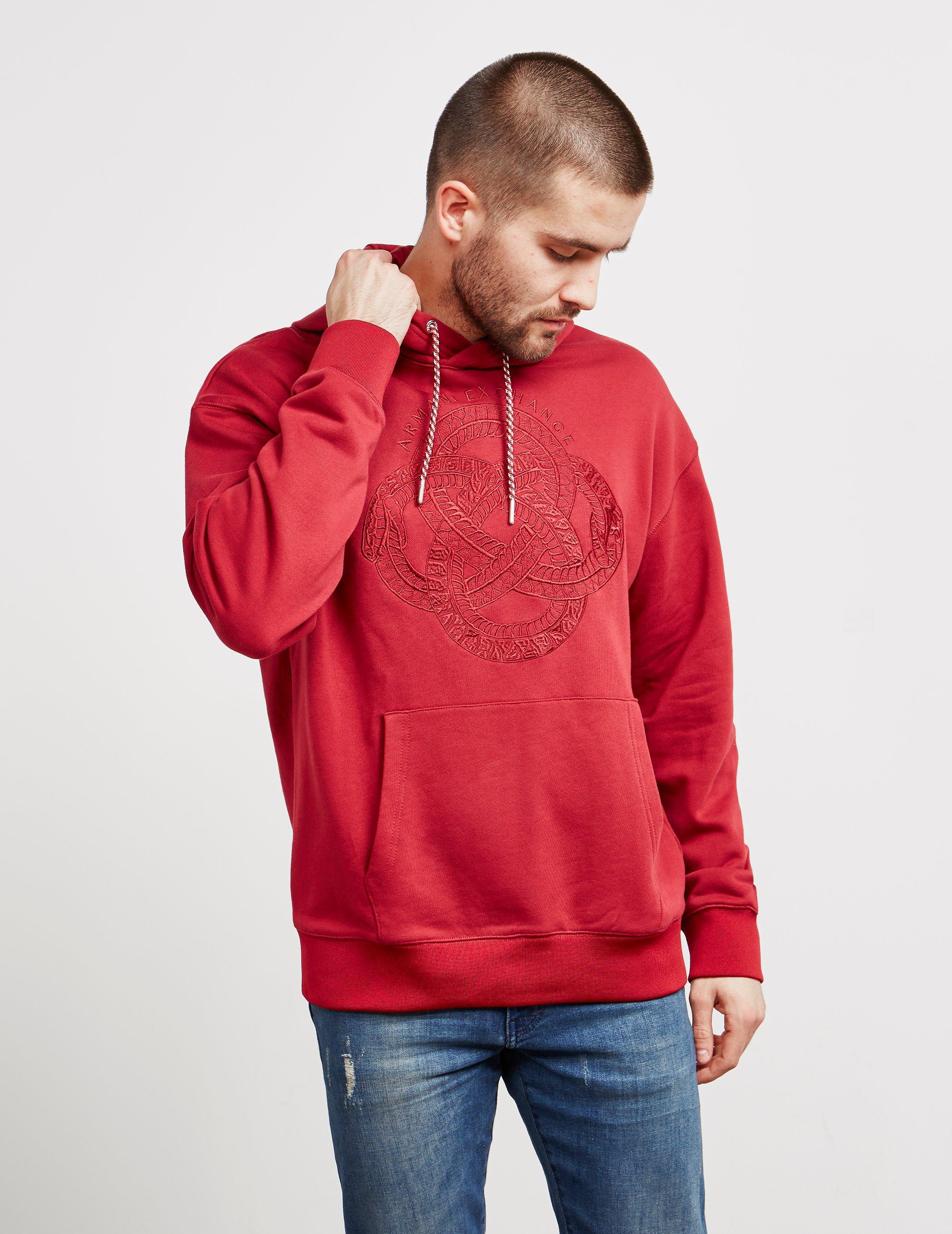 red armani exchange hoodie
