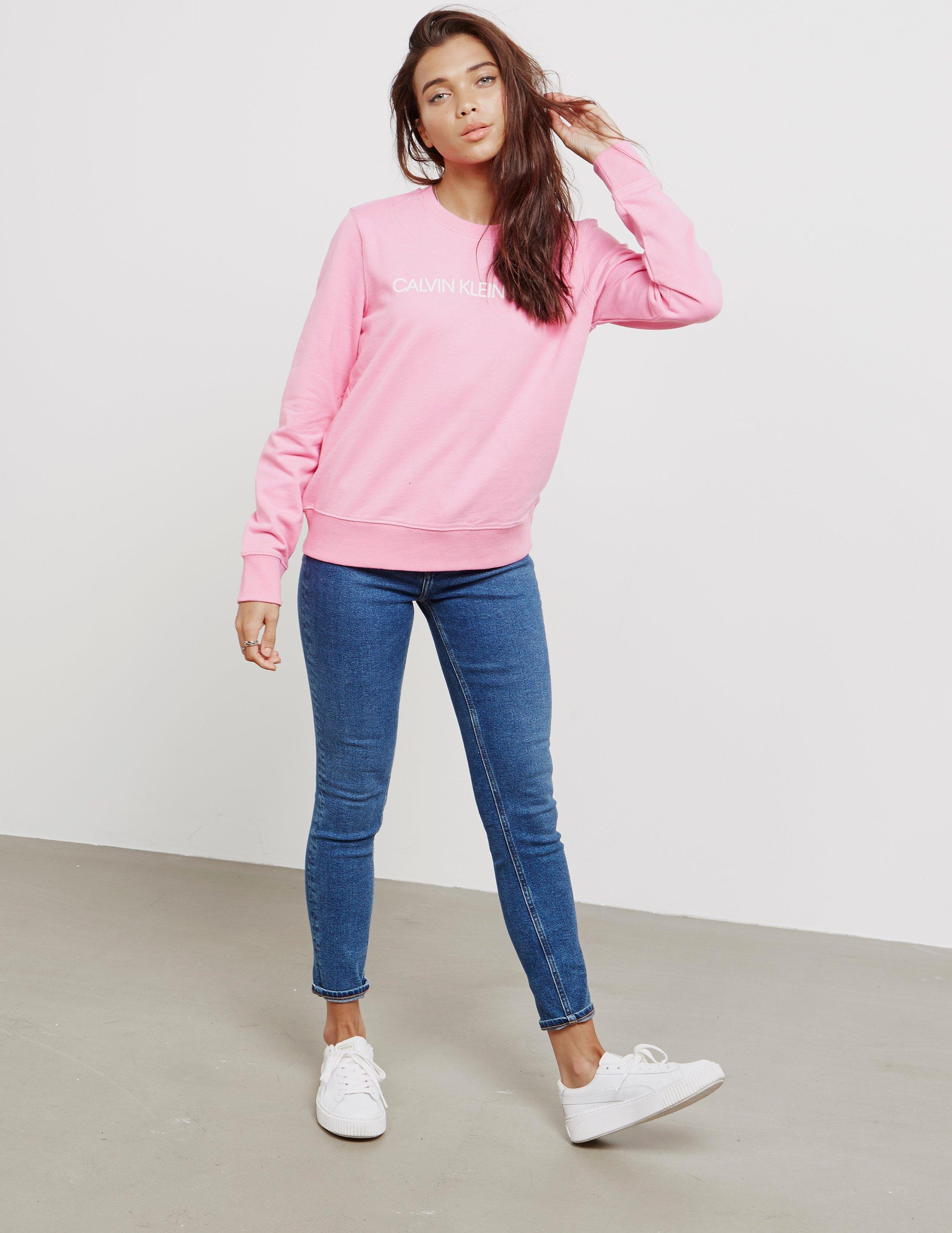 Calvin Klein Cotton Womens Logo Sweatshirt Pink - Lyst