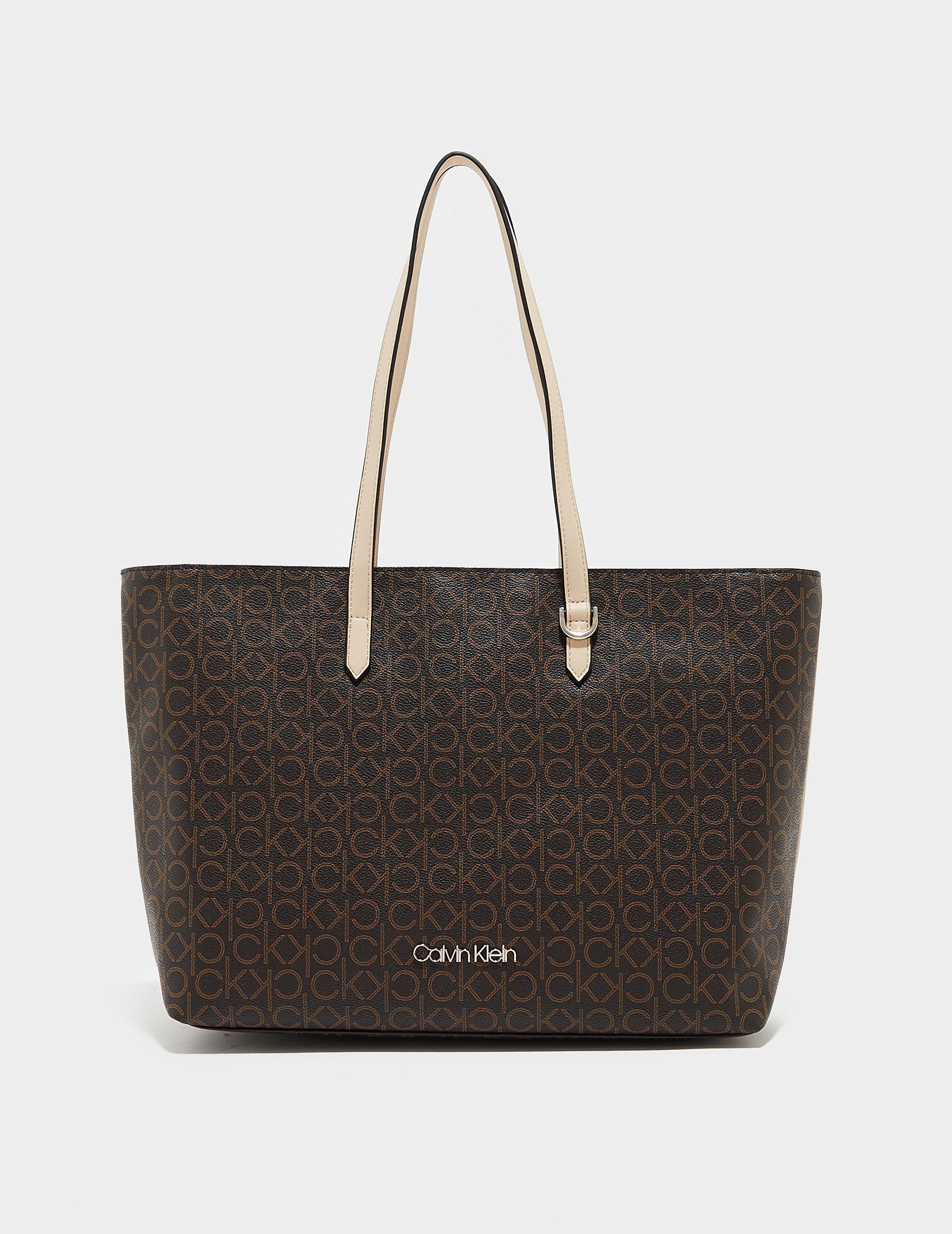 Calvin Klein Denim Monogram Shopper Bag in Brown - Lyst