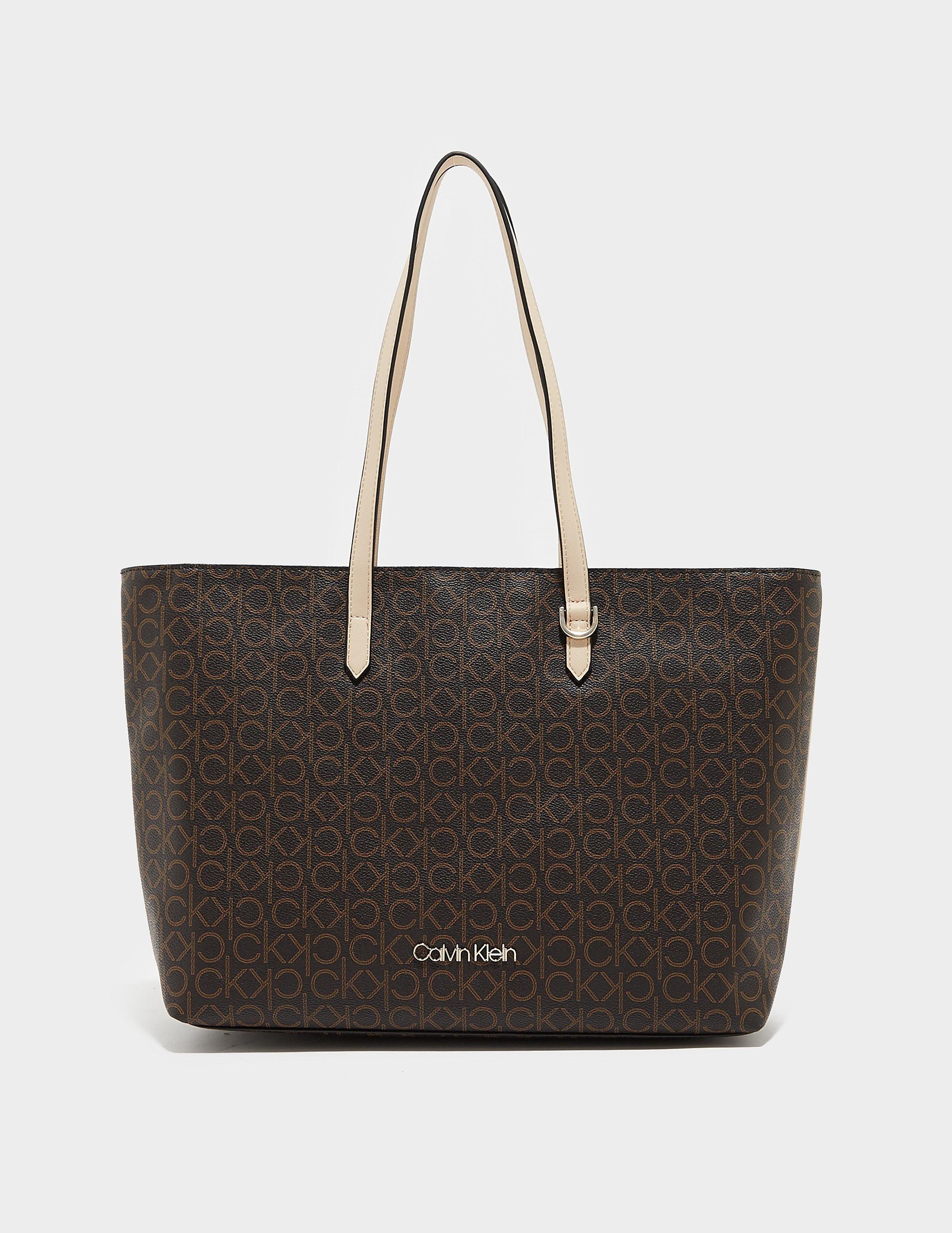 Calvin Klein Denim Monogram Shopper Bag in Brown Lyst