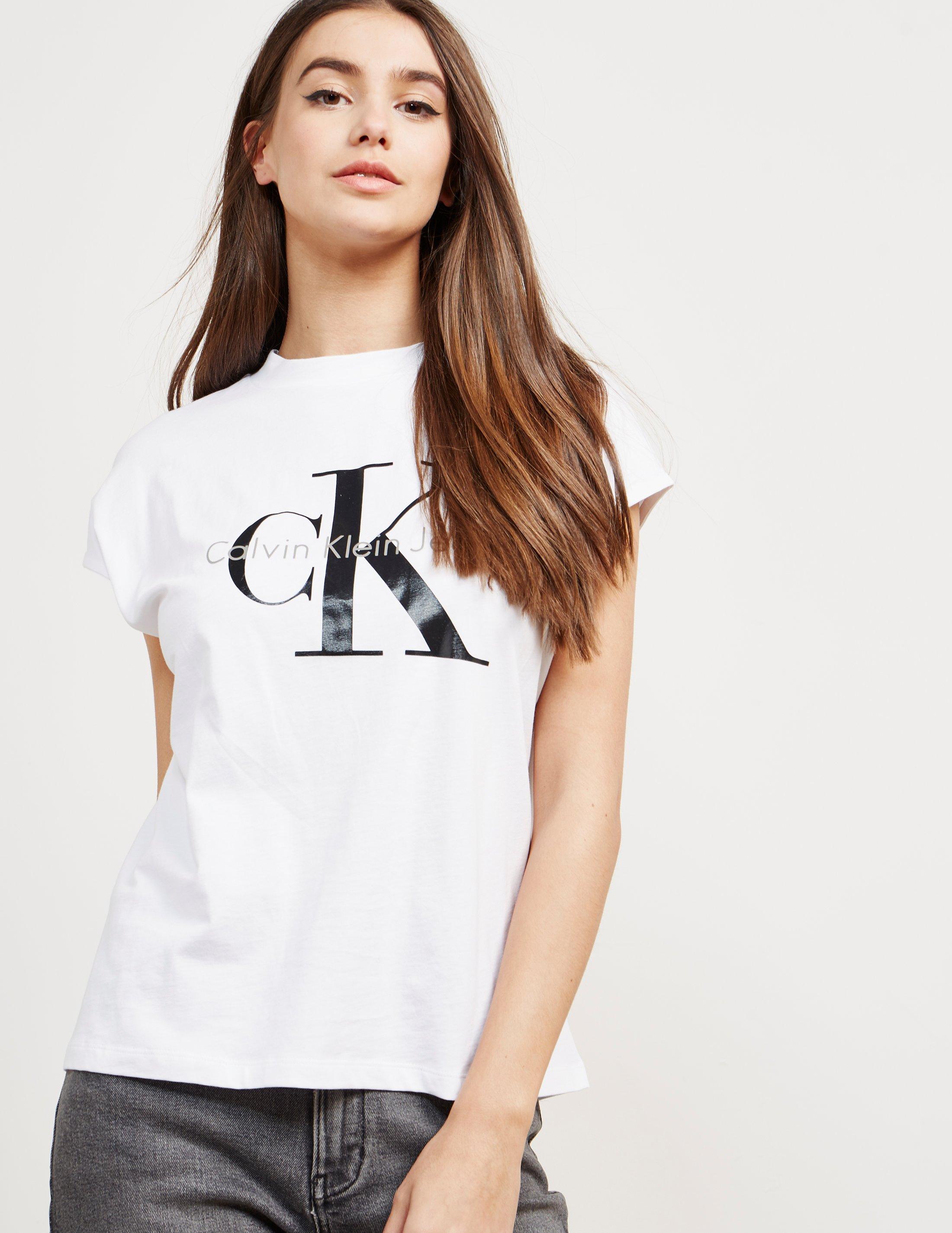 Calvin Klein Logo-print Stretch-cotton T-shirt in Bright White (White) -  Save 62% | Lyst