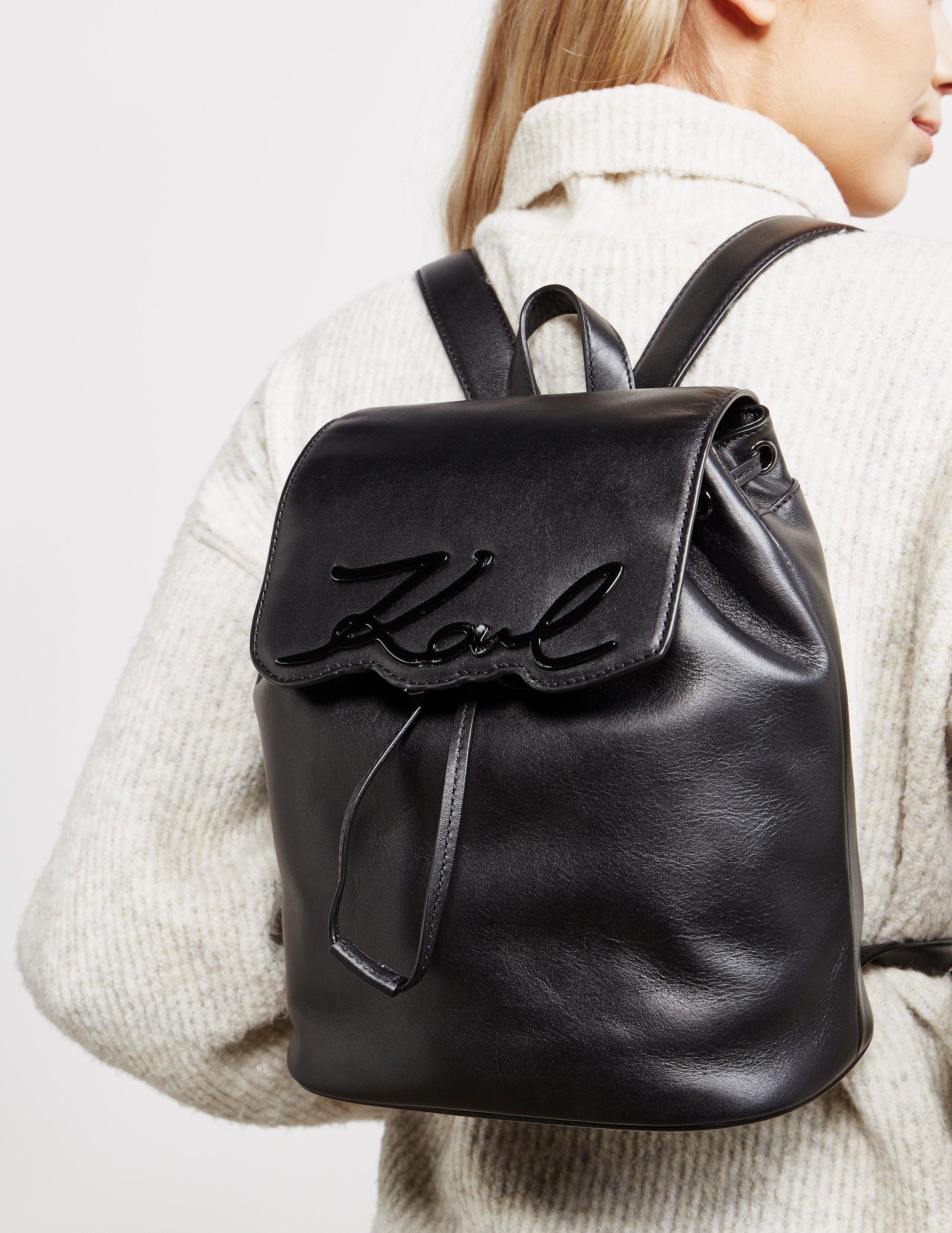 Karl Lagerfeld Leather Signature Backpack Black - Lyst