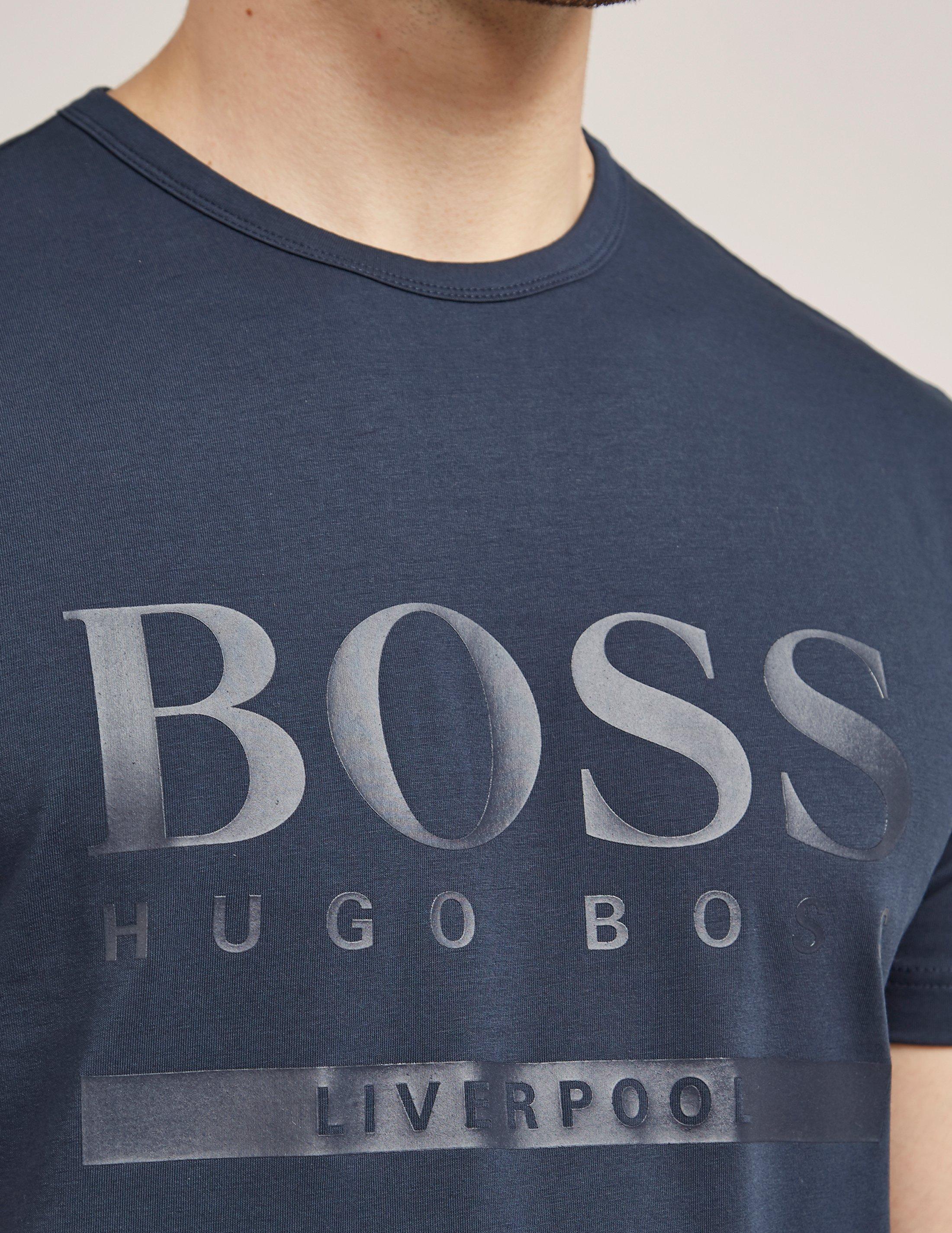 Seneste nyt Aftensmad håndled BOSS by HUGO BOSS Cotton Green Liverpool Short Sleeve T-shirt in Navy (Blue)  for Men - Lyst