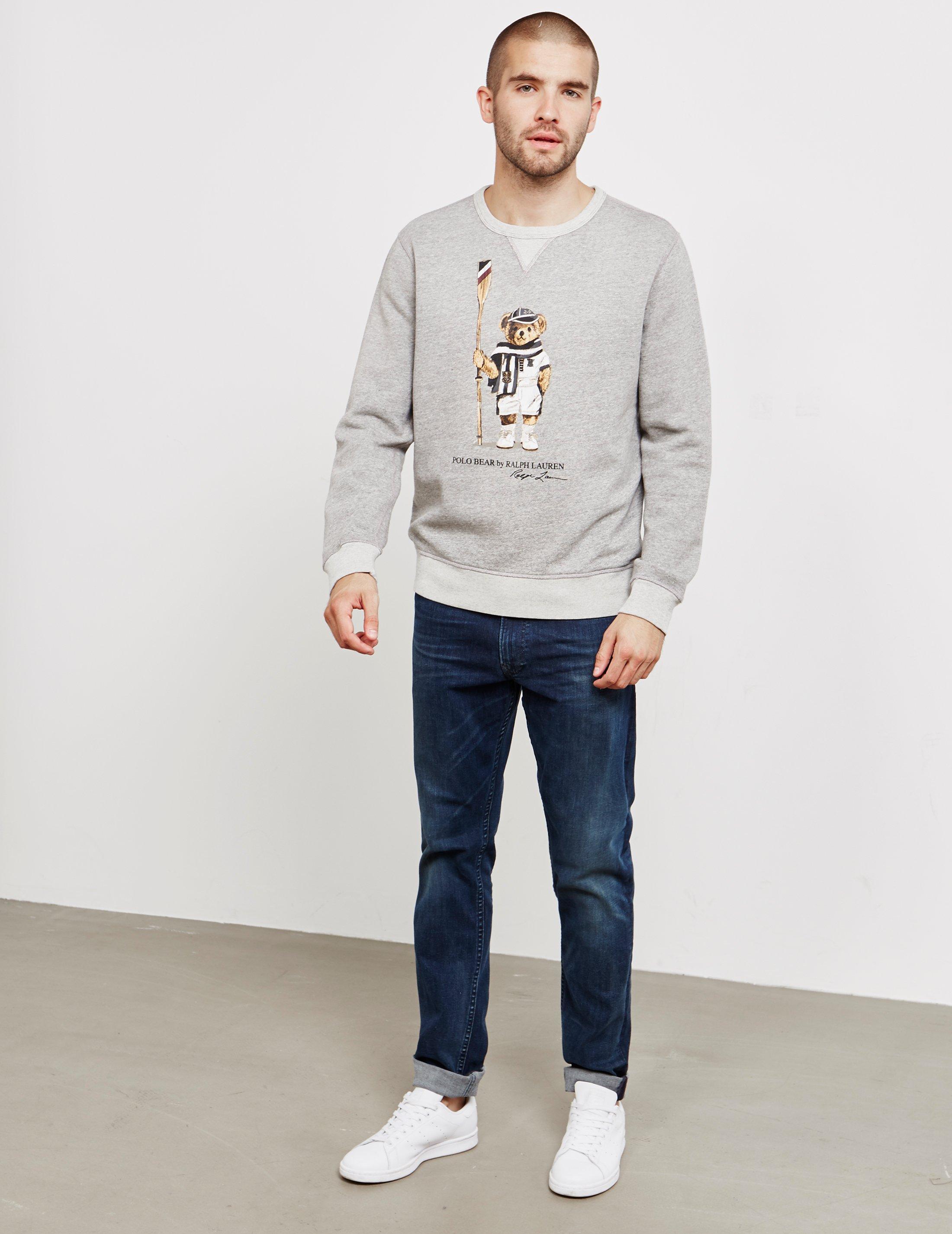 Polo Ralph Lauren Cotton Bear Crew Sweatshirt - Online Exclusive Grey in  Gray for Men | Lyst