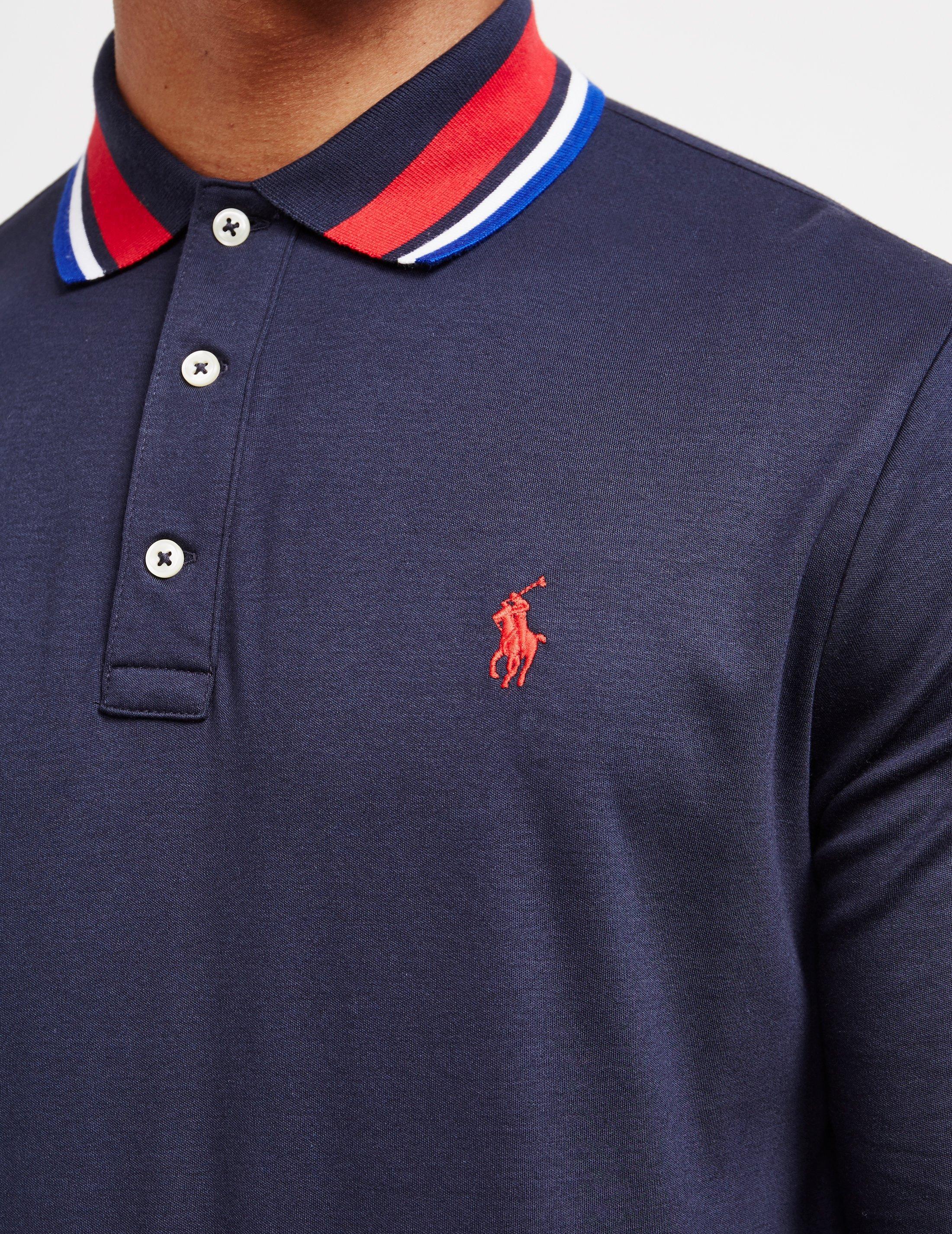 Cuffed Long Sleeve Polo Shirt Navy Blue Cuffed Long Sleeve Polo Shirt Navy Blue