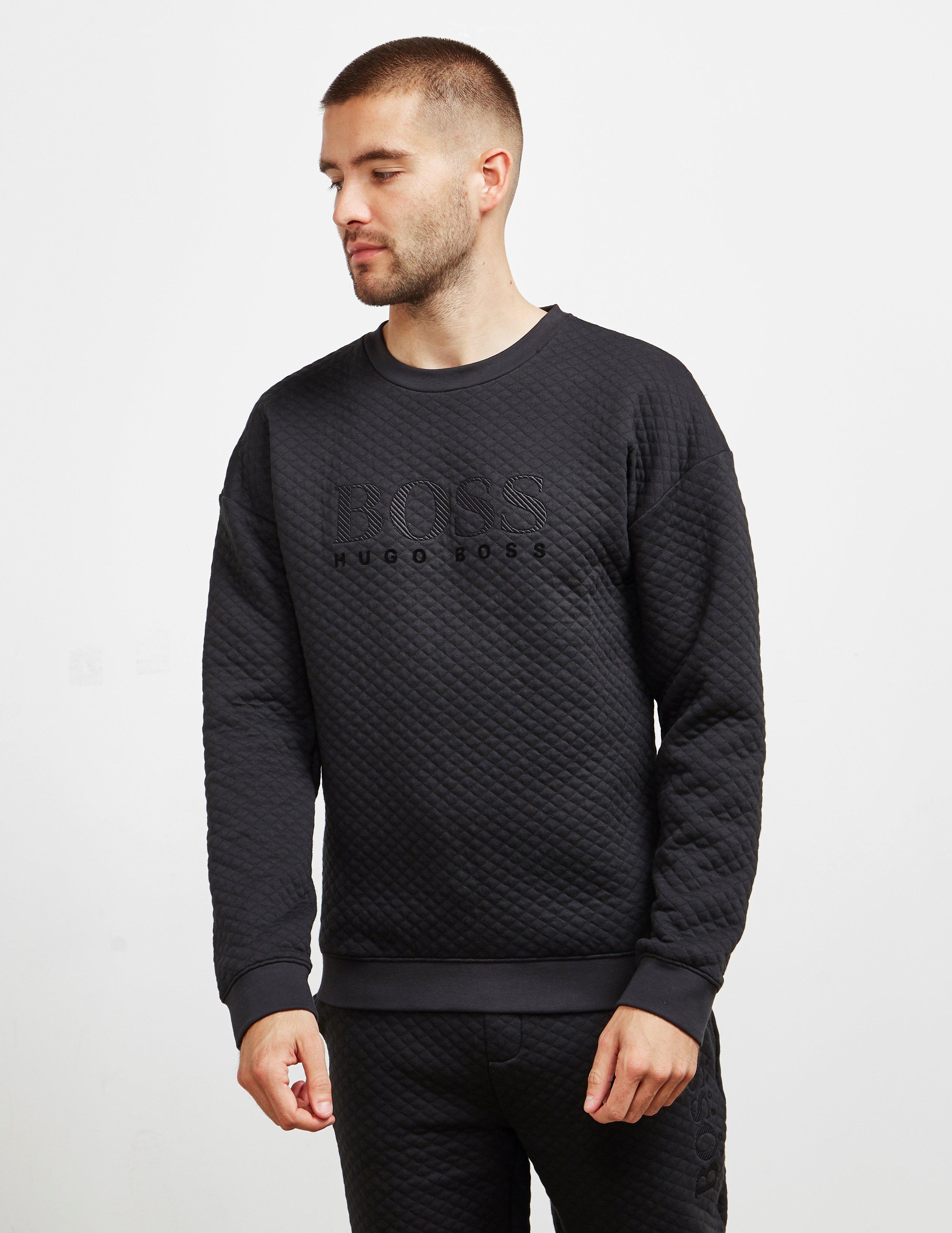 BOSS by HUGO BOSS Quilted Embroidered Sweatshirt Black for Men - Lyst