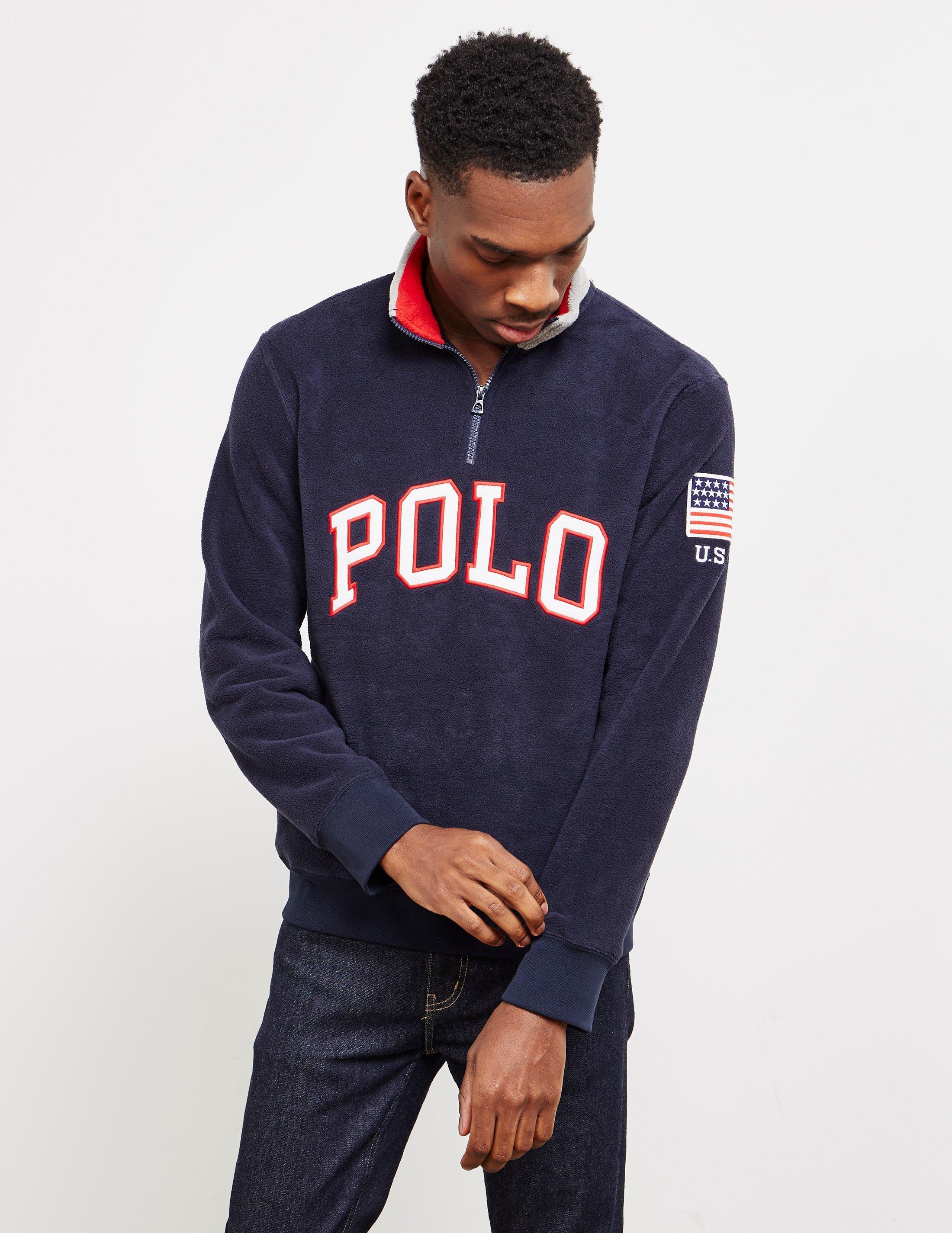 Polo Ralph Lauren Half Zip Polo Fleece Sweatshirt Navy Blue for Men | Lyst
