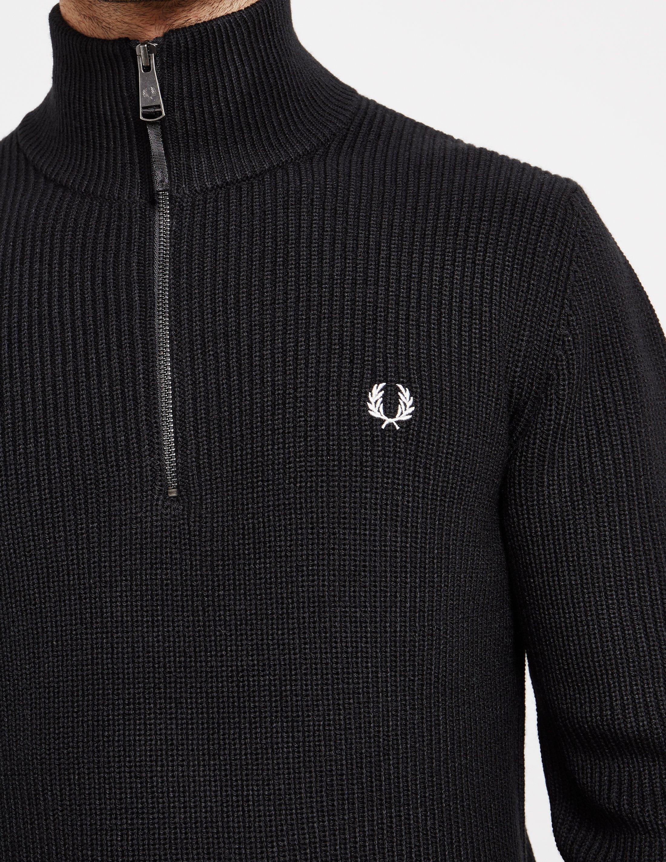 Fred Perry Half Zip Ribbed Knit Jumper 