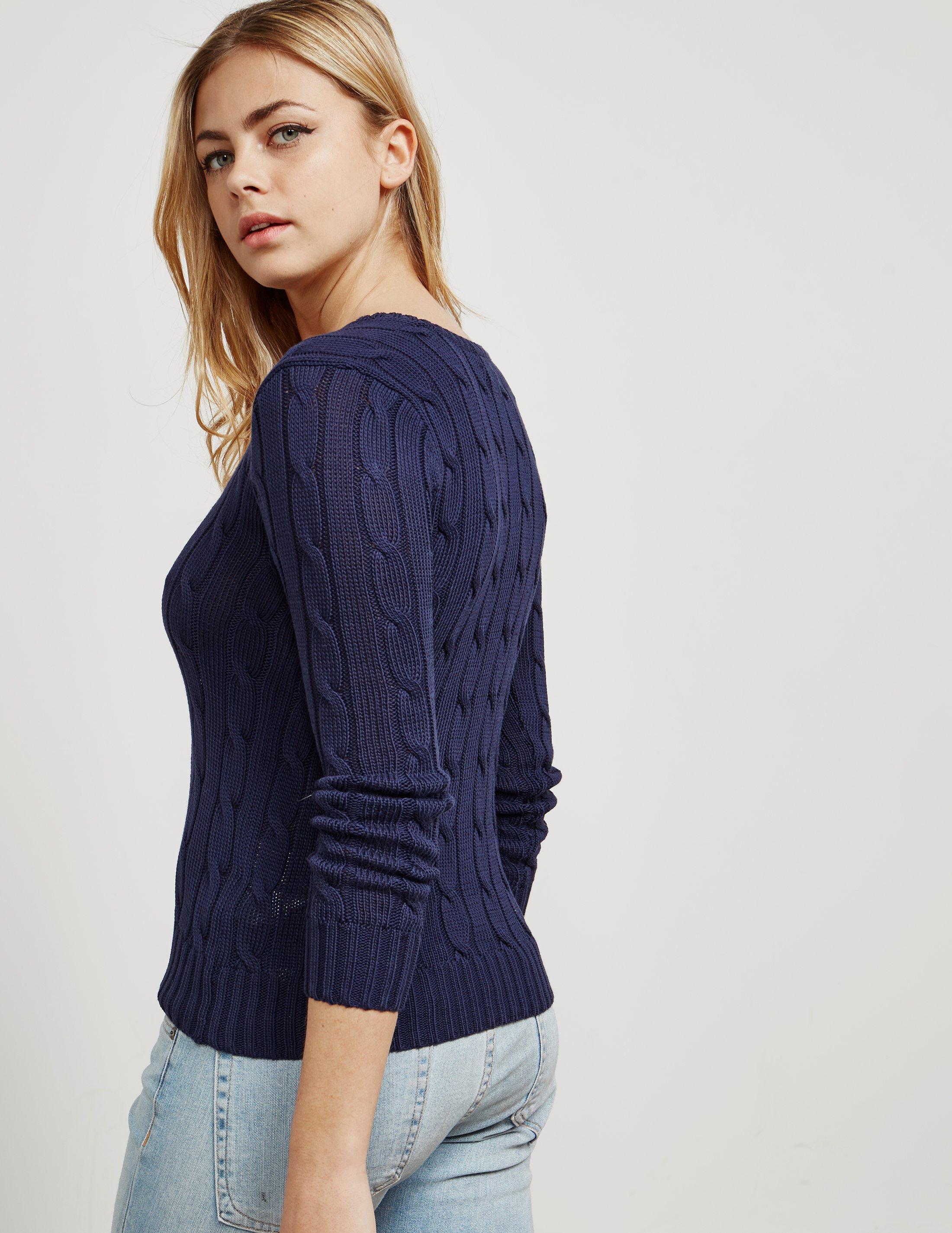ralph lauren navy v neck jumper