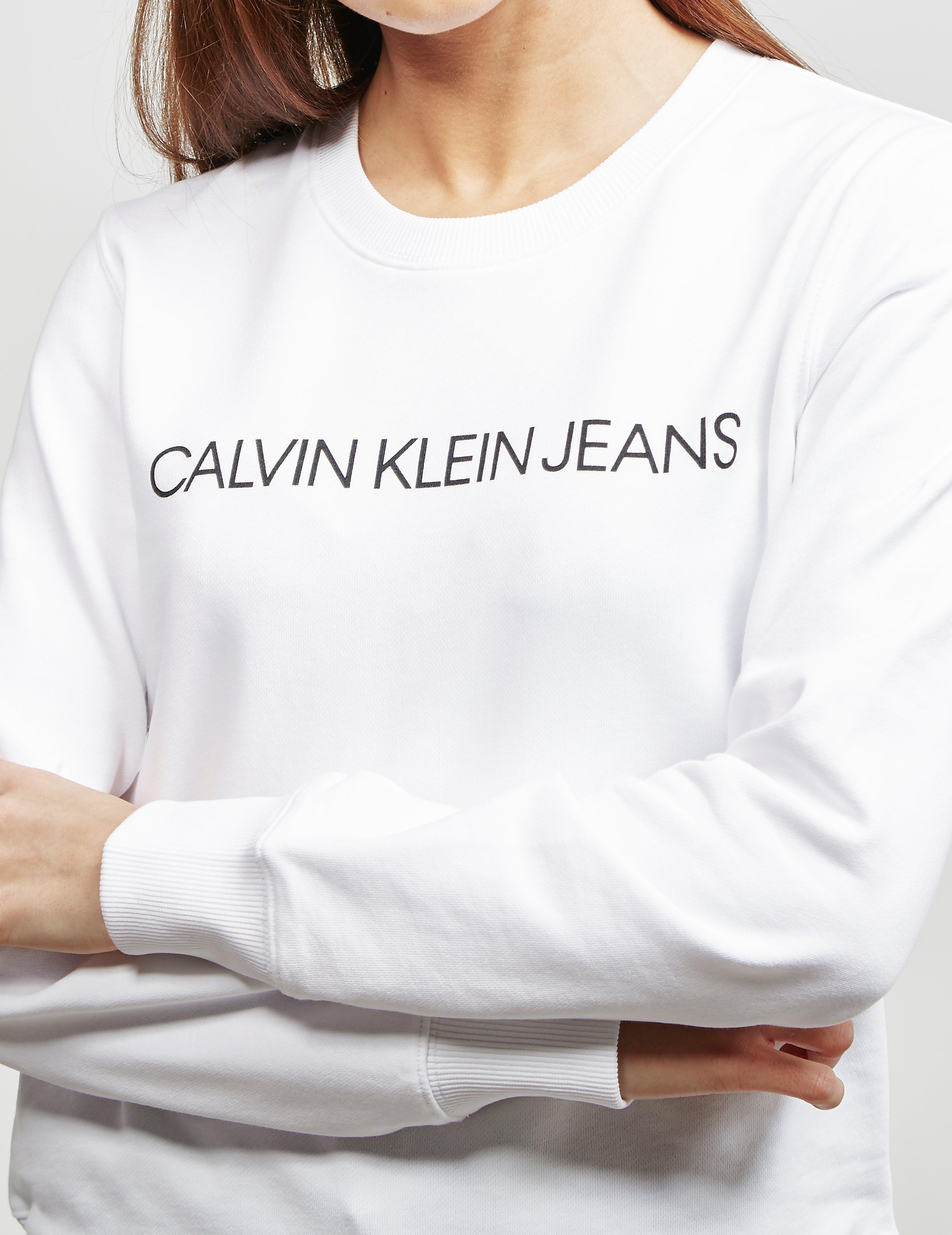 Calvin Klein Cotton Institutional Crew Sweatshirt White - Lyst